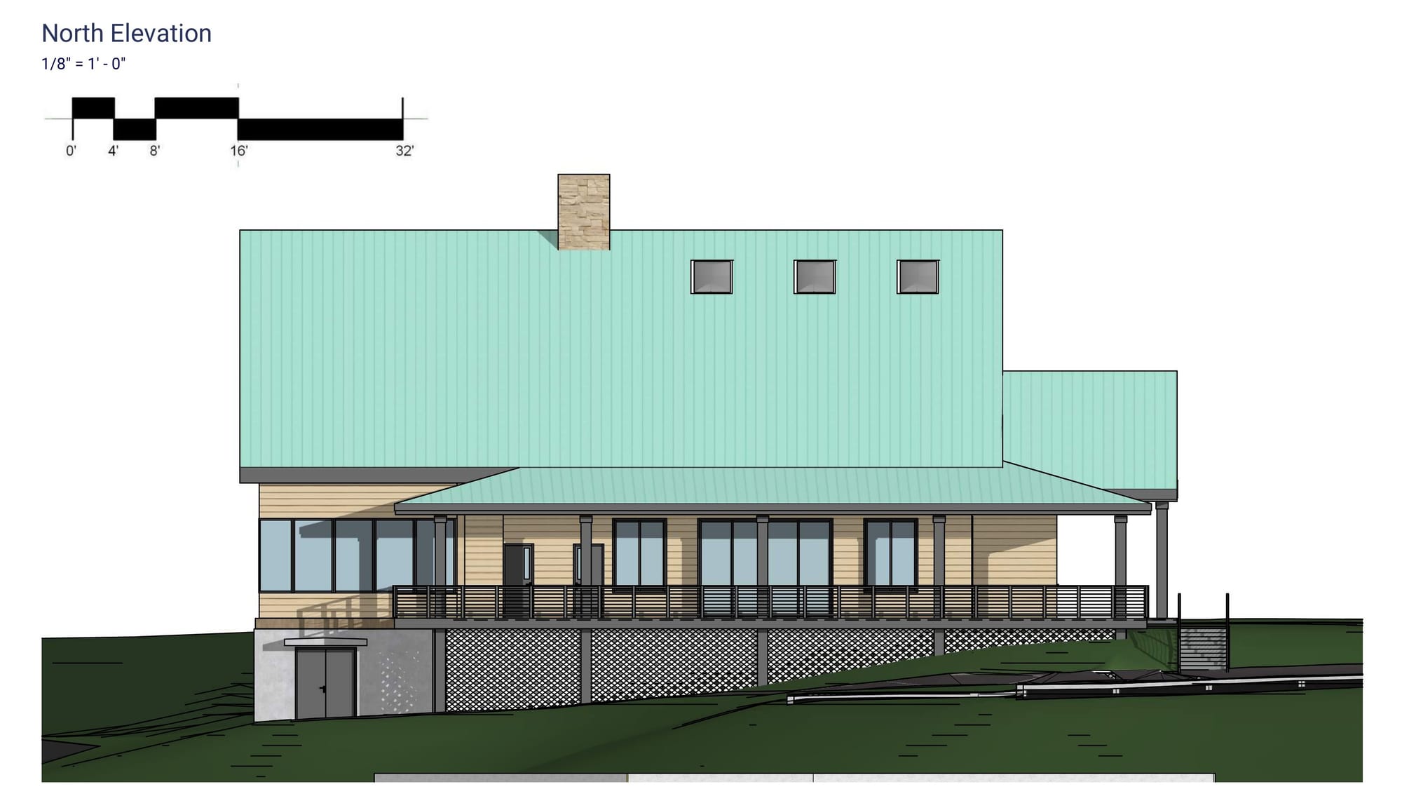 The design of the side of the Carter Family Center.
