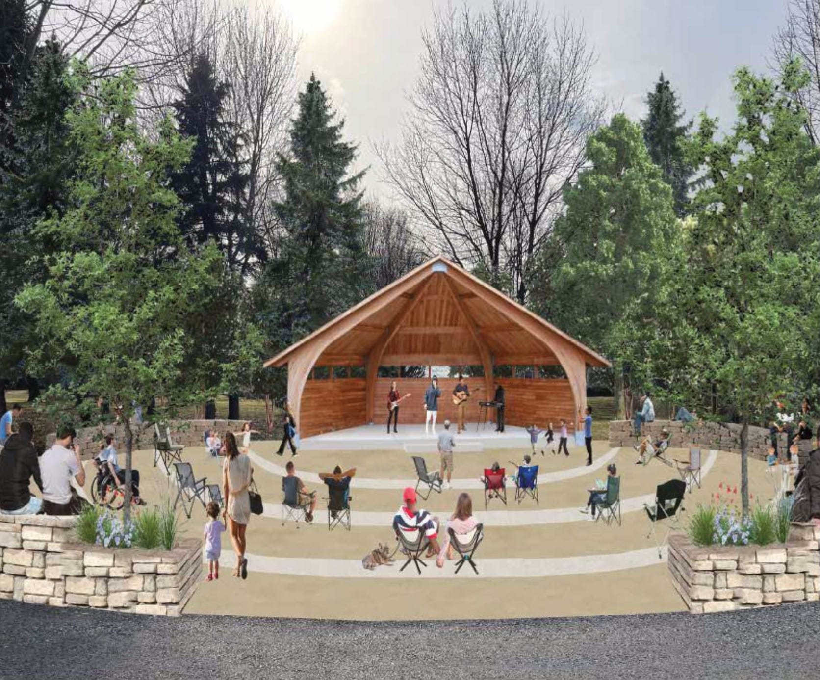 A rendering of an amphitheater at Levans Park.