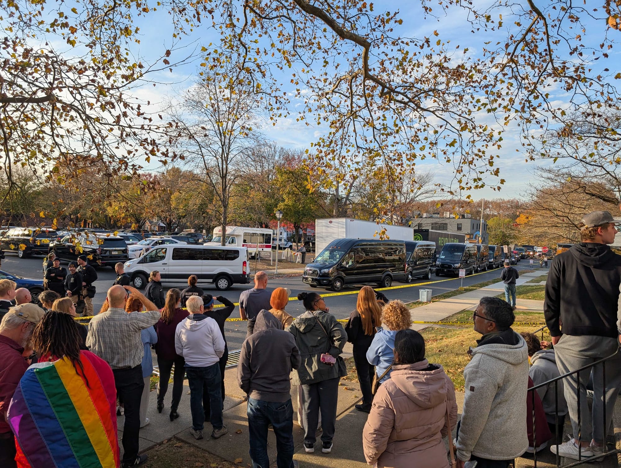 A motorcade carrying Vice President Kamala Harris to her Allentown rally at Muhlenberg College arrives around 3:30 p.m. Monda