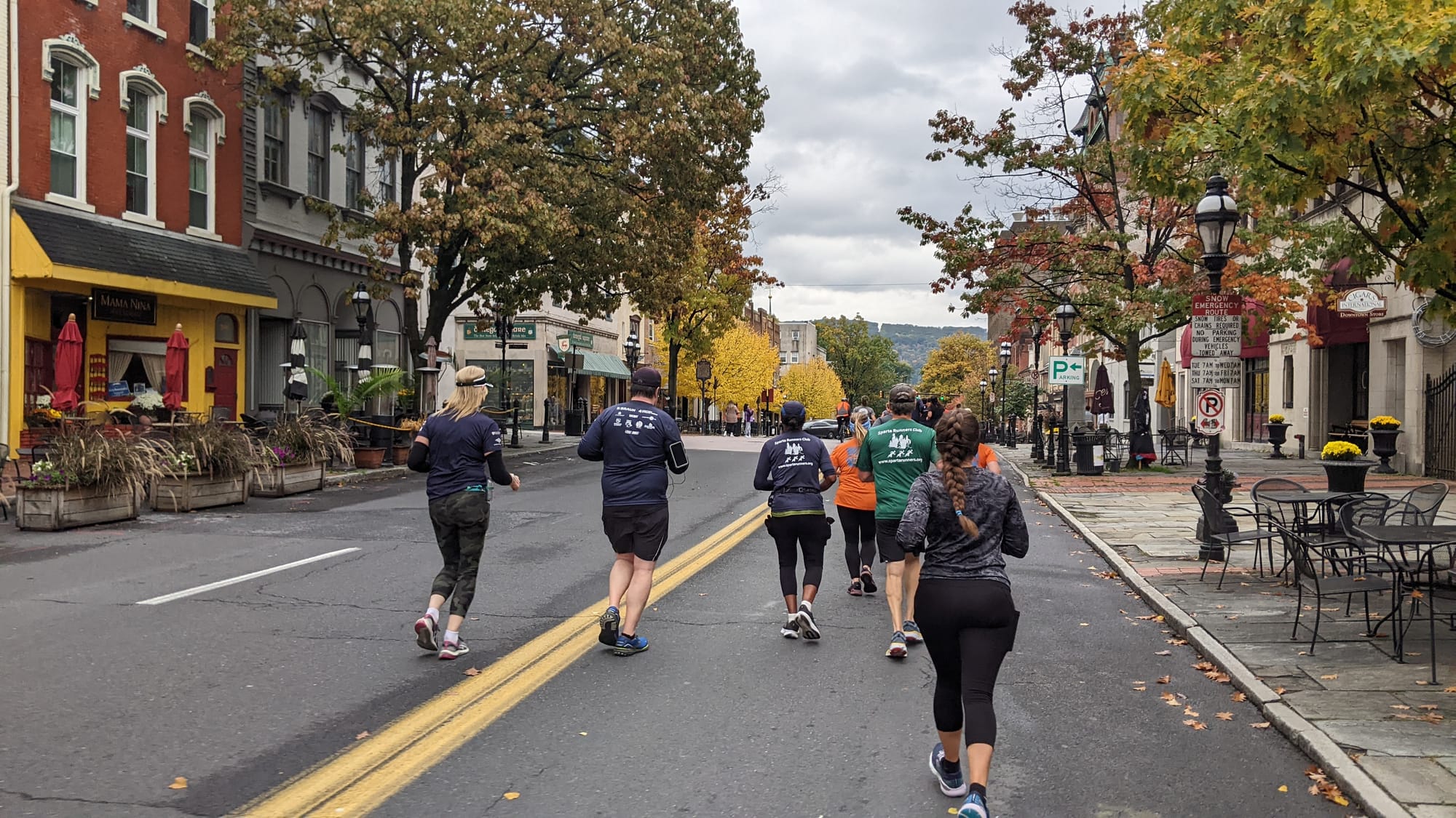 Runners on Main Street in Bethlehem during the 10k race.