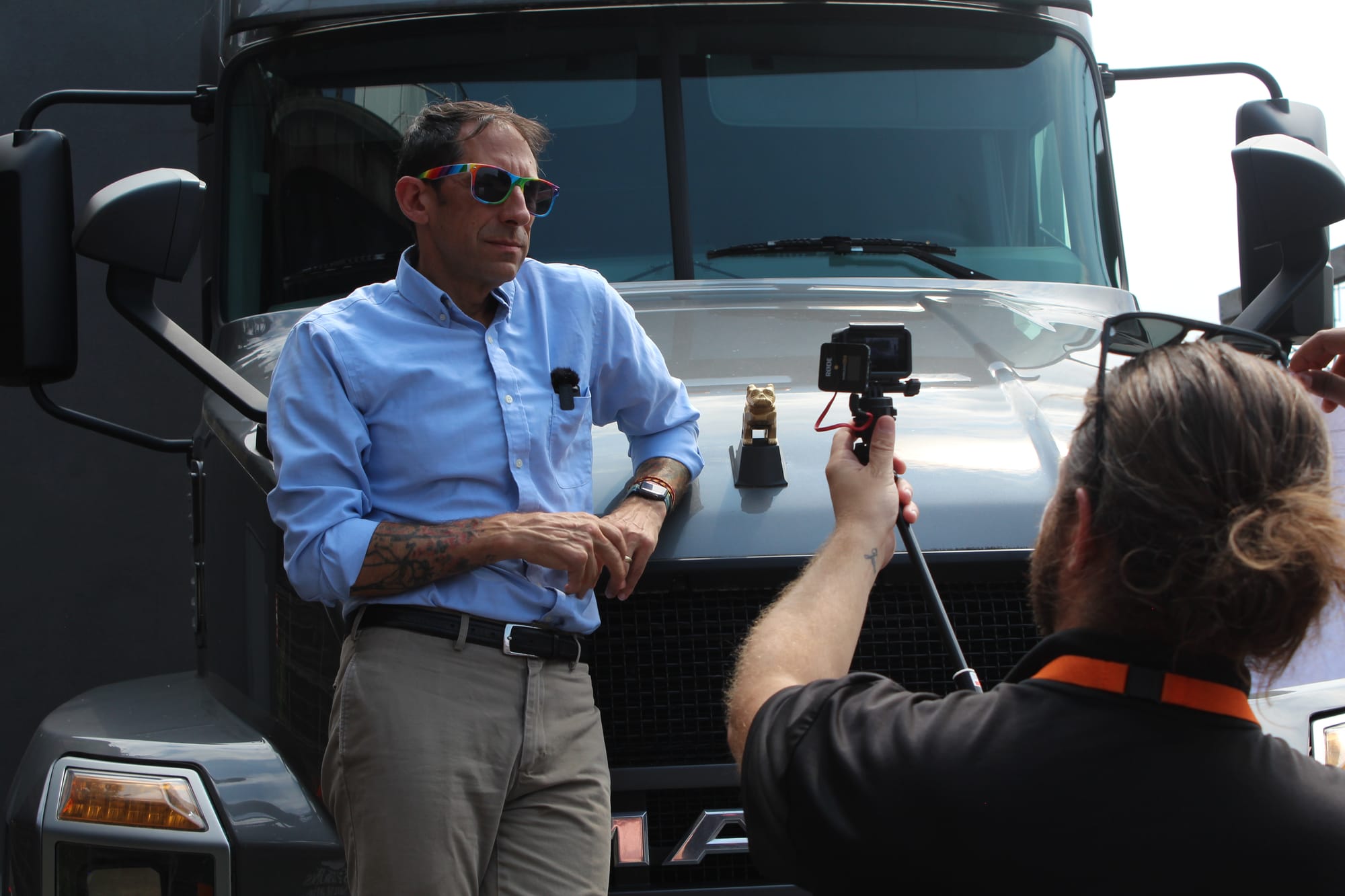 Allentown Mayor Matt Tuerk films for an upcoming video for Lehigh Valley Pride's 30th anniversary with Lehigh Valley With Lov