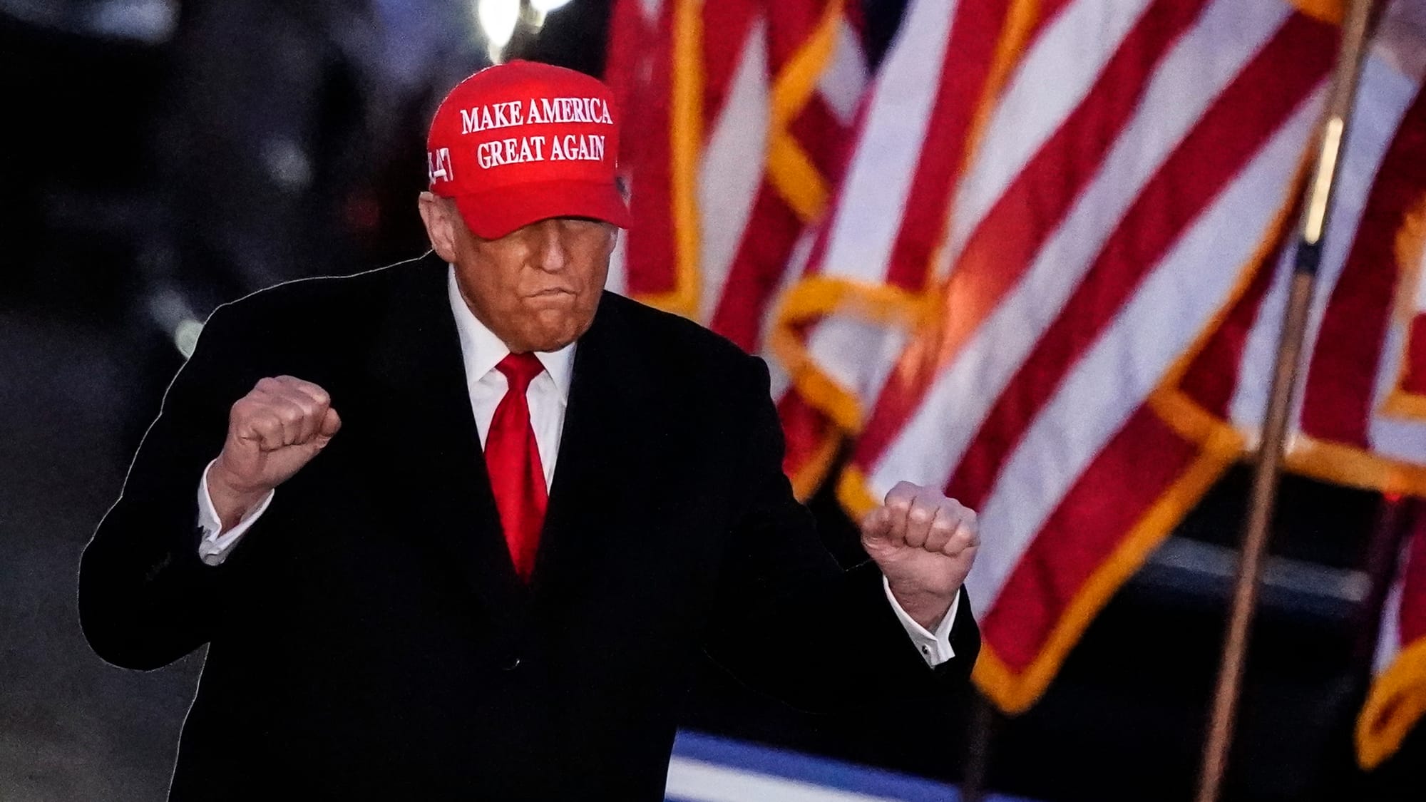 Donald Trump speaks at a rally in Schnecksville on Saturday, April 13, 2024.