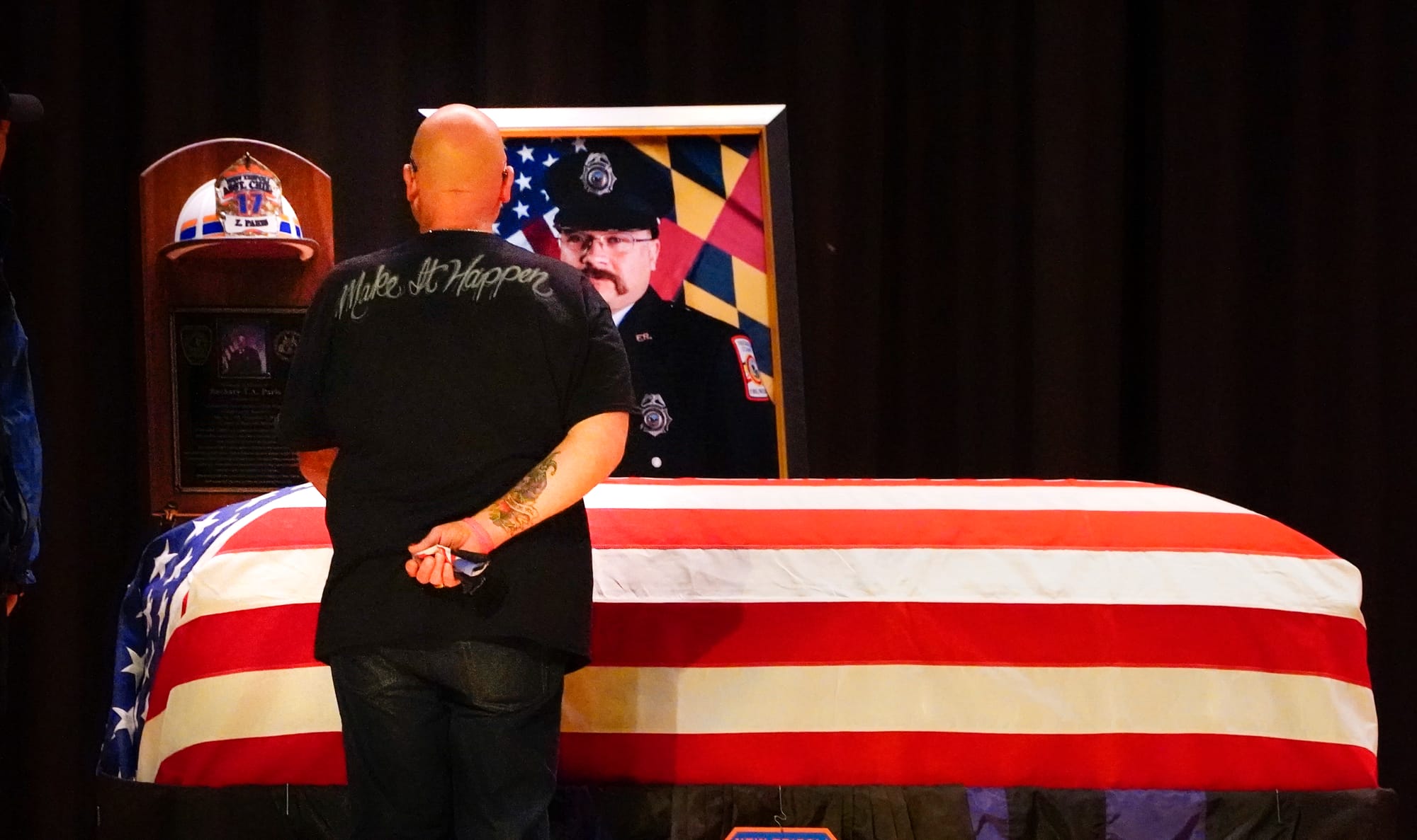 Mourners gather at Northwestern Lehigh Middle School in New Tripoli, Lehigh County, on Saturday, December 17, 2022, to pay tr