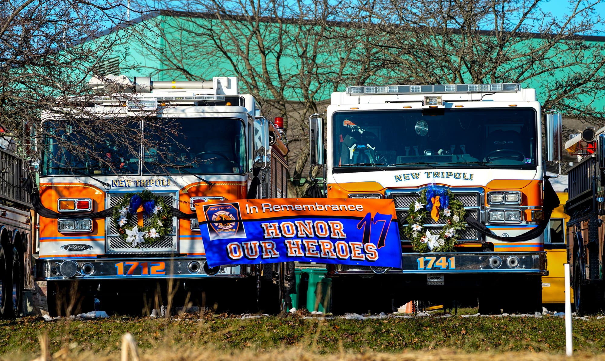 Mourners gather at Northwestern Lehigh Middle School in New Tripoli, Lehigh County, on Saturday, December 17, 2022, to pay tr