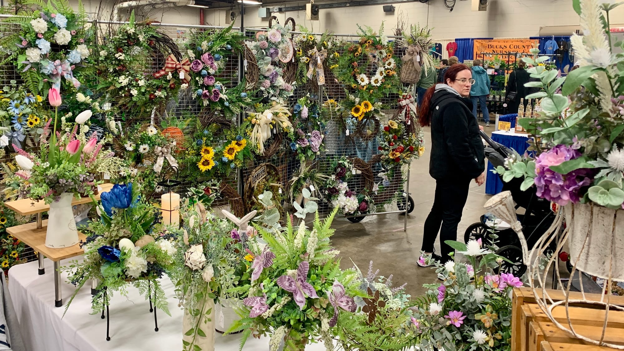 Wreaths for sale at the 2024 Lehigh Valley Flower & Garden Show.