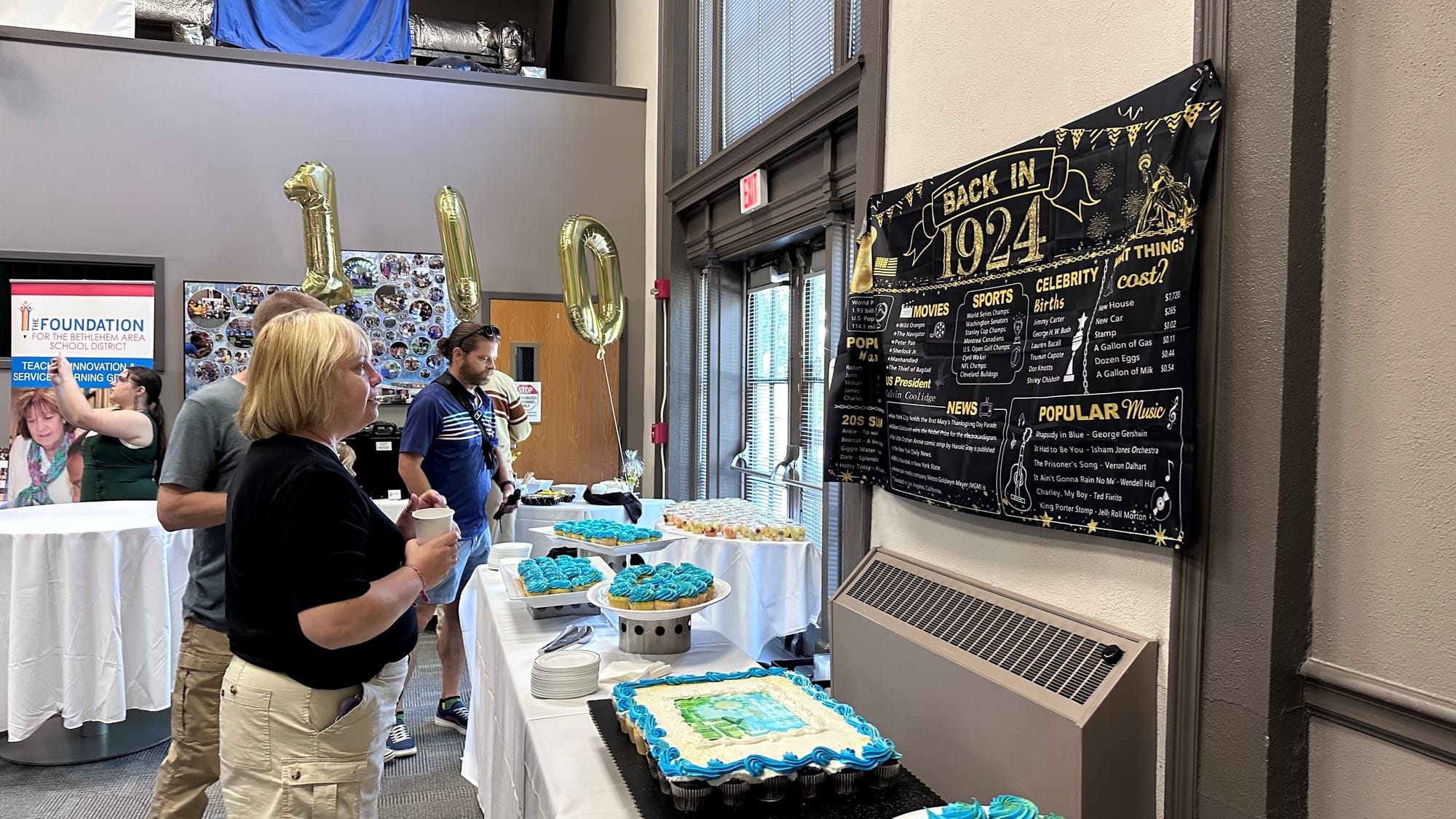 Guests enjoy some treats as they explore the rich history of Edgeboro Elementary School.