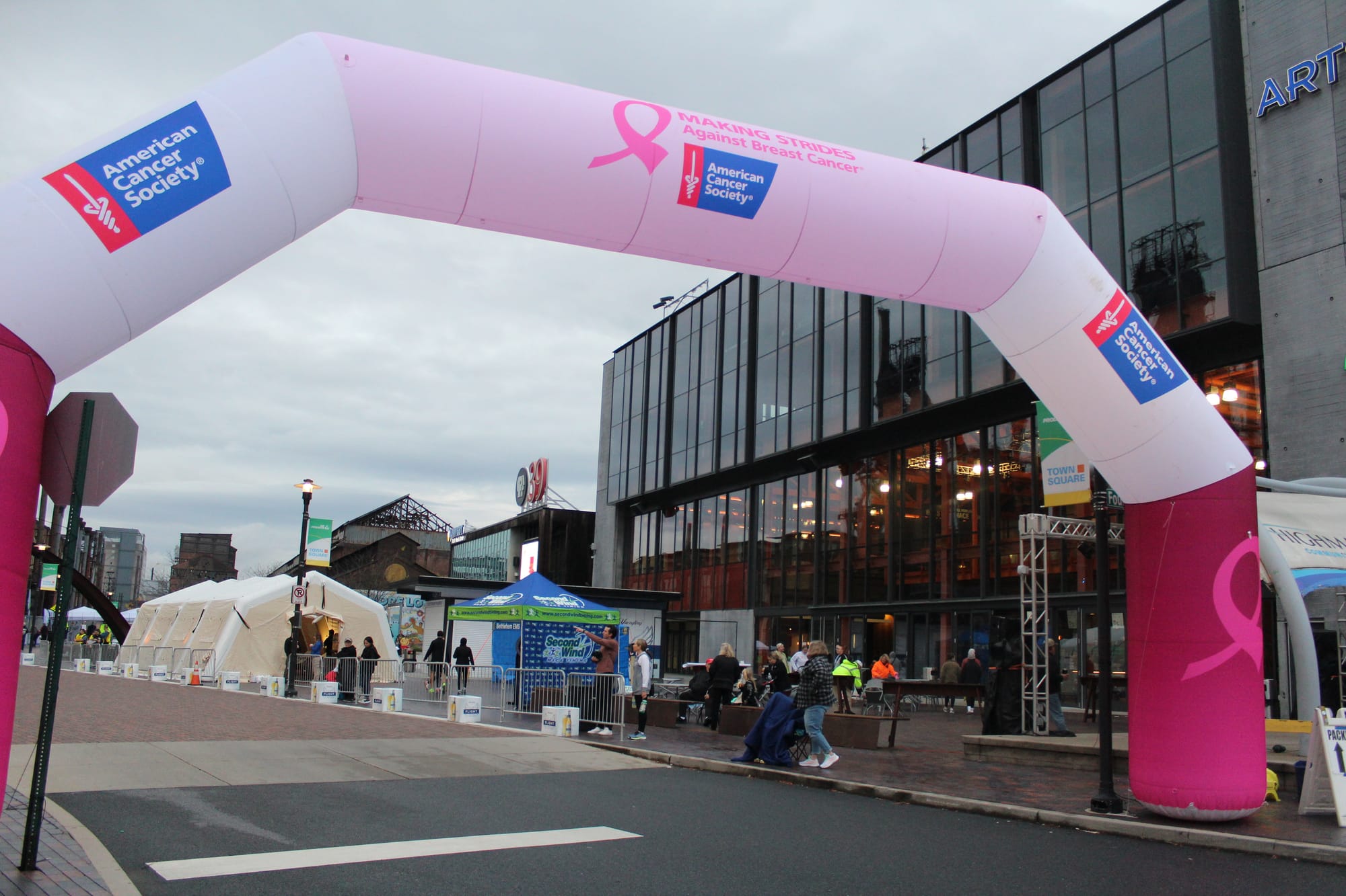 The finish line at the Bethlehem Running Festival.