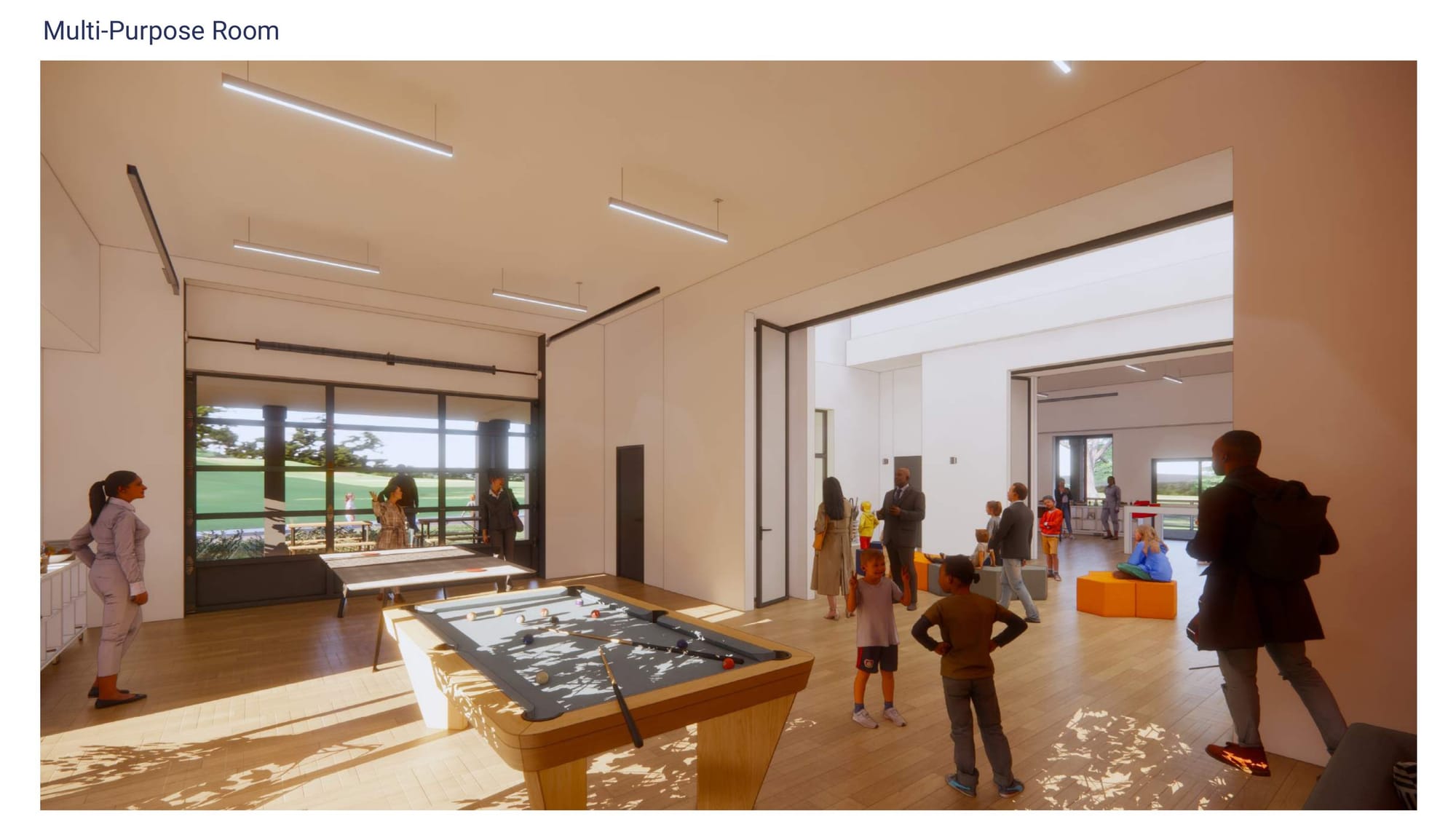 A rendering of the inside of the proposed Carter Family Center at Camp Fowler.