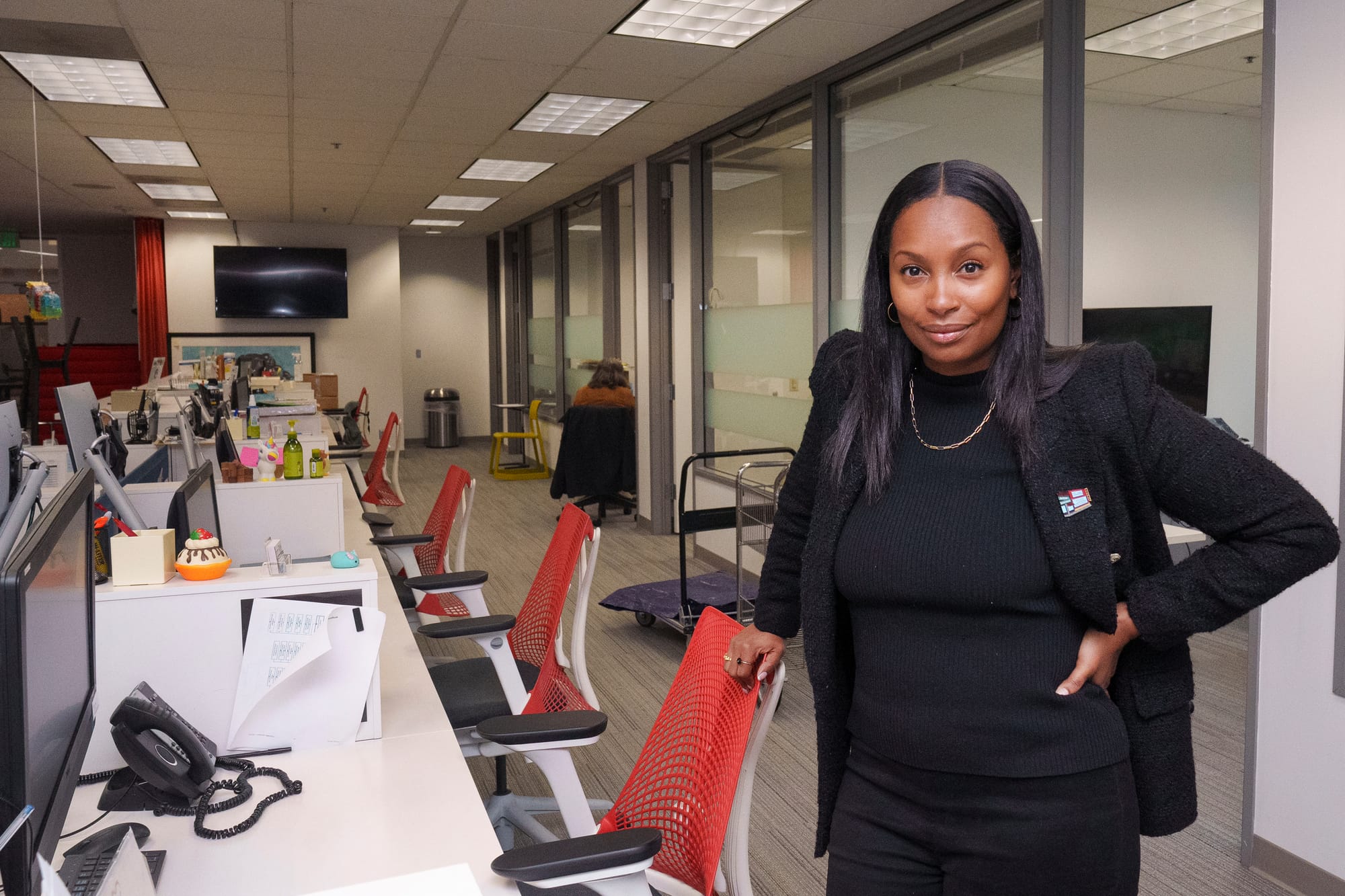 Charity Chandler-Cole, CEO of CASA of Los Angeles, stands for a portrait at her office at the Edmund D. Edelman Children's Co