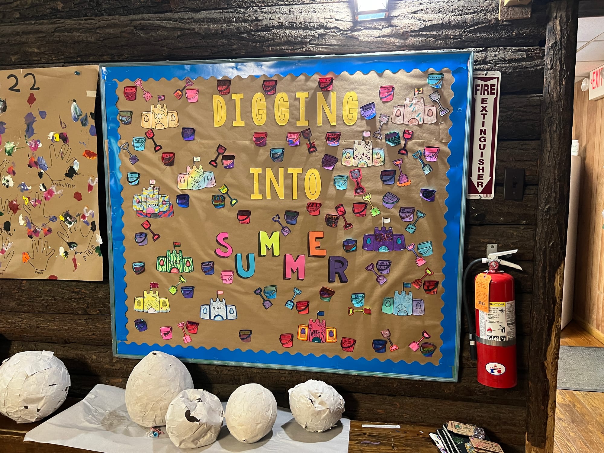 Each camper gets the opportunity to put up a shovel or a bucket on the board at the end of their week at Mountain House. Coun