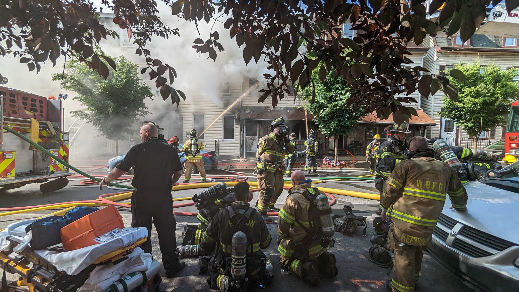 They are trying to put out the fire.
