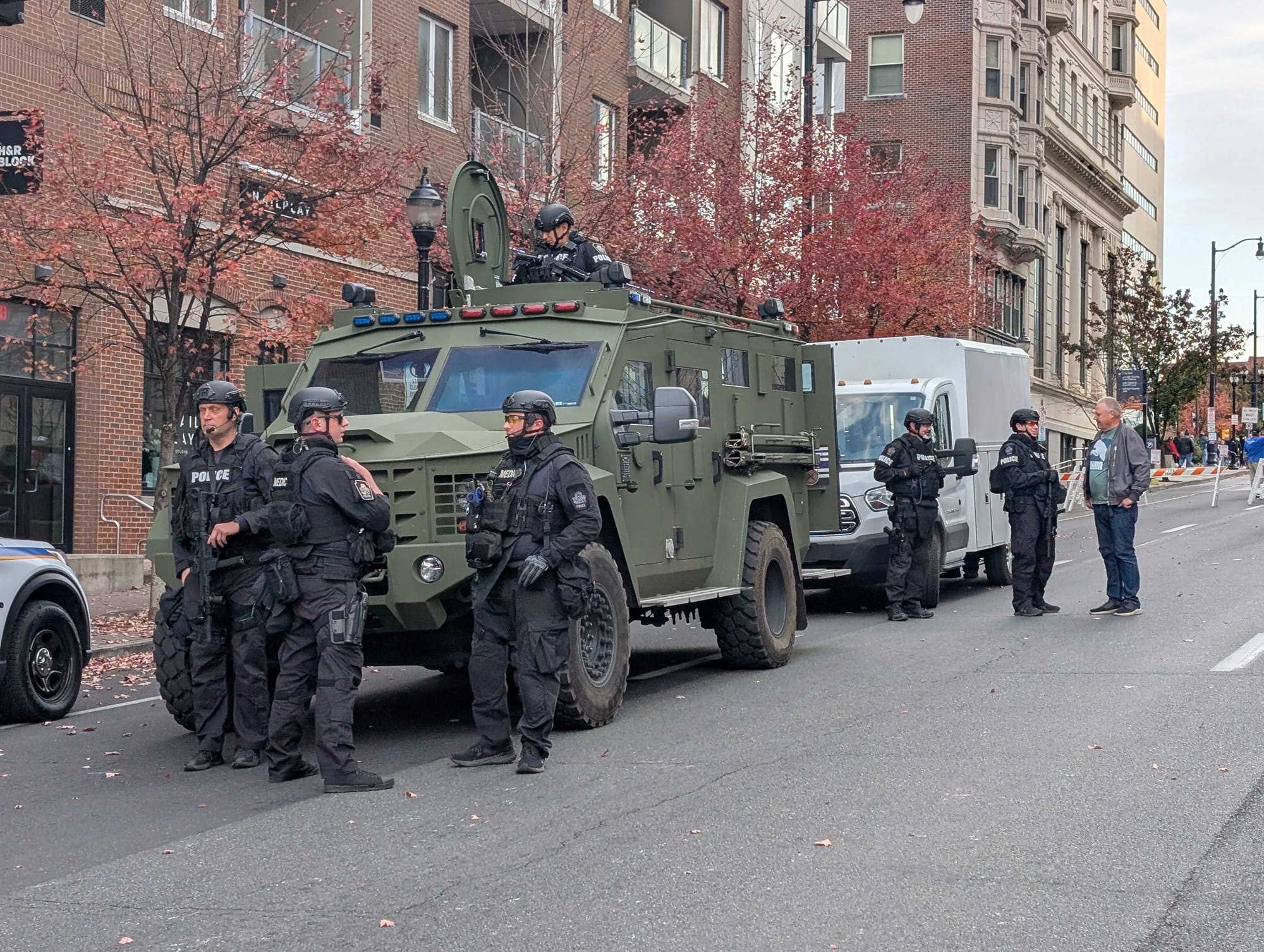 Police at the Trump rally site in Allentown.
