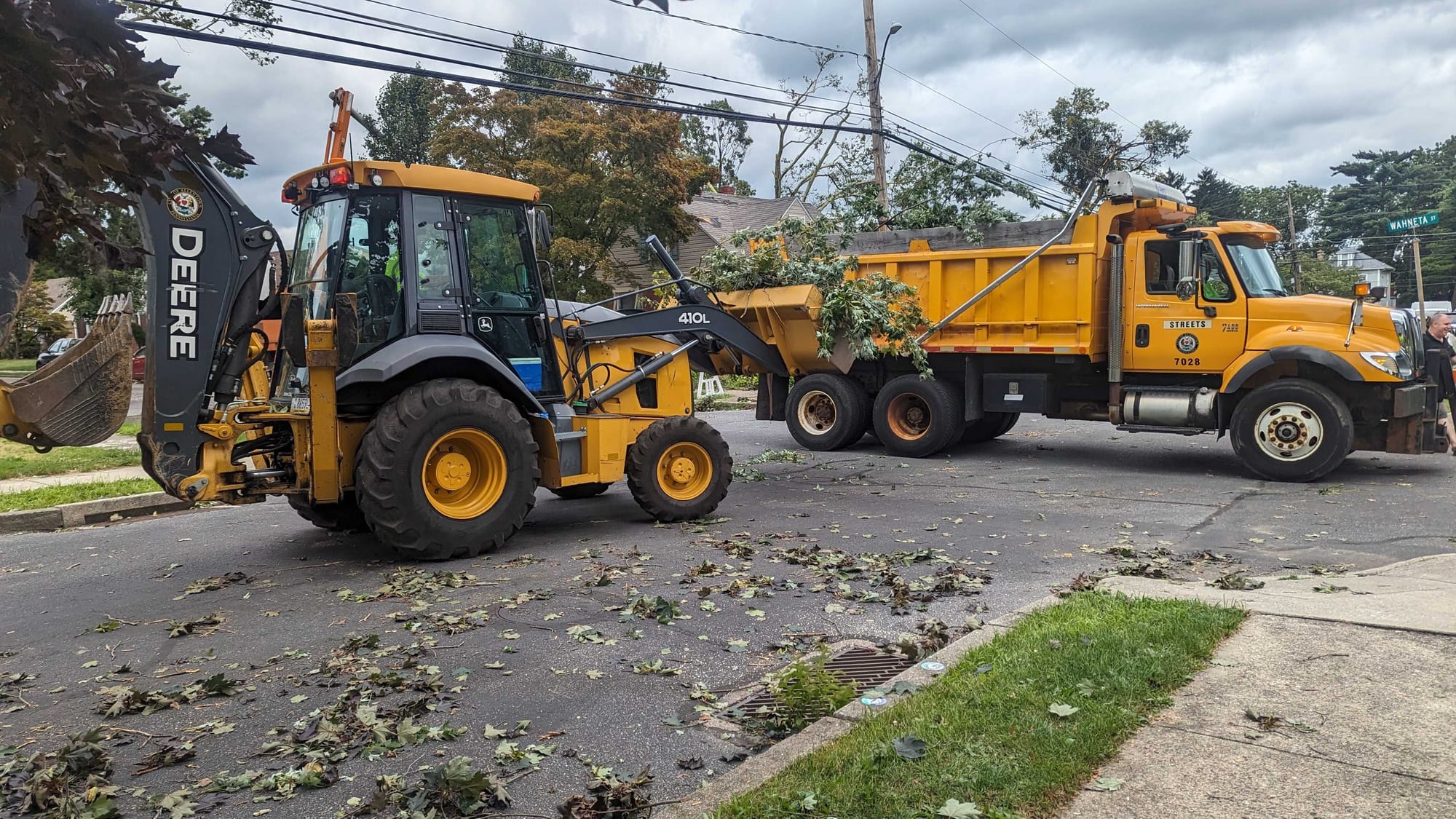Allentown Public Works doing cleanup following the storm.