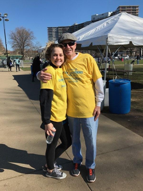 Liver recipient Thomas Burke with his donor's sister, Hannah Souders.
