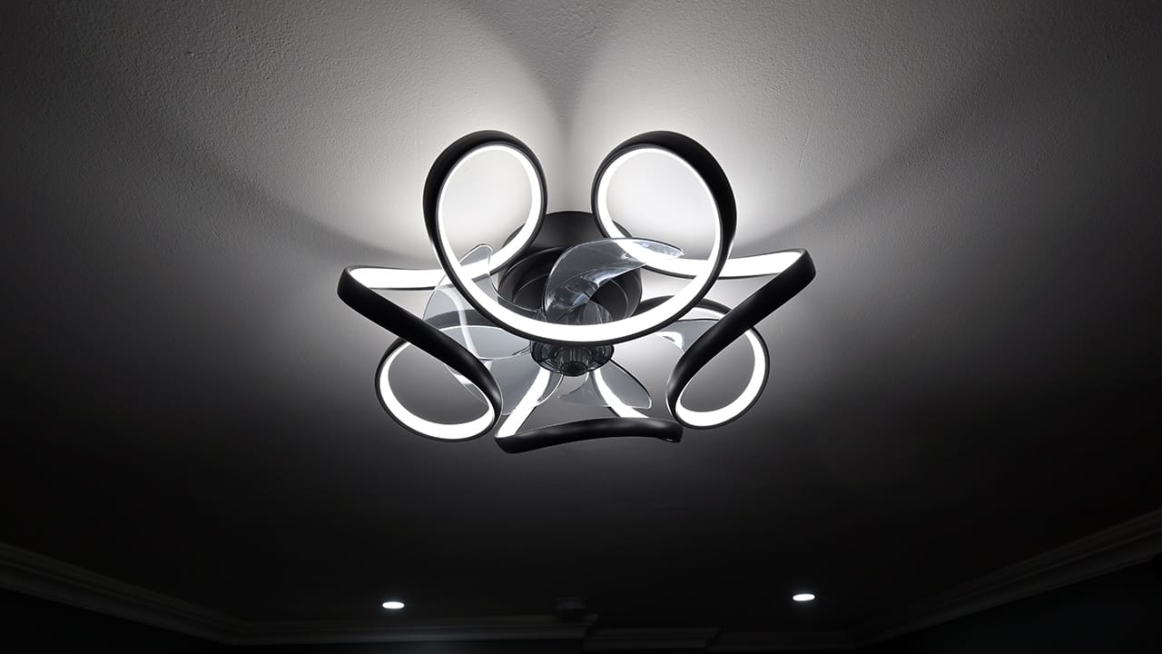 A light fixture in the West Bethlehem home designed by Wandra Cain.