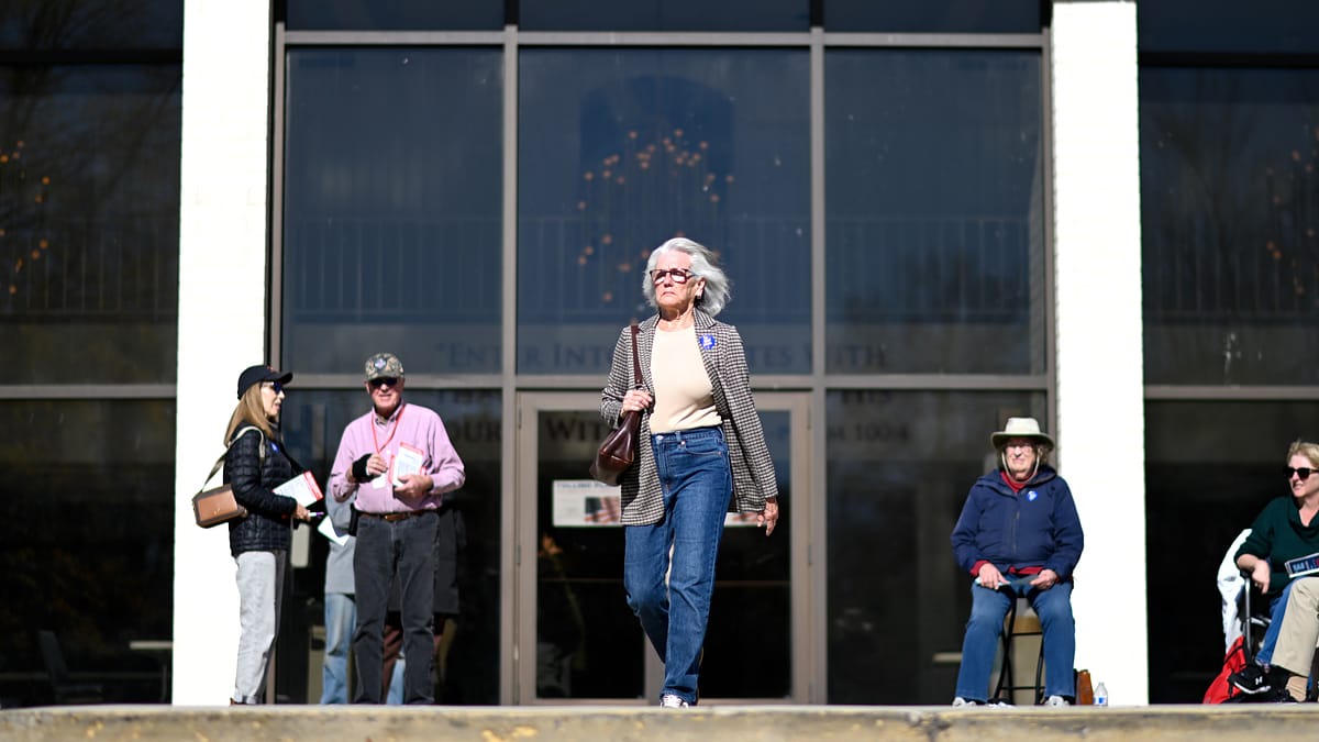 A voter walks out of the Calvary Temple polling place on Tuesday, Nov. 4, 2025 in South Whitehall, Pa.