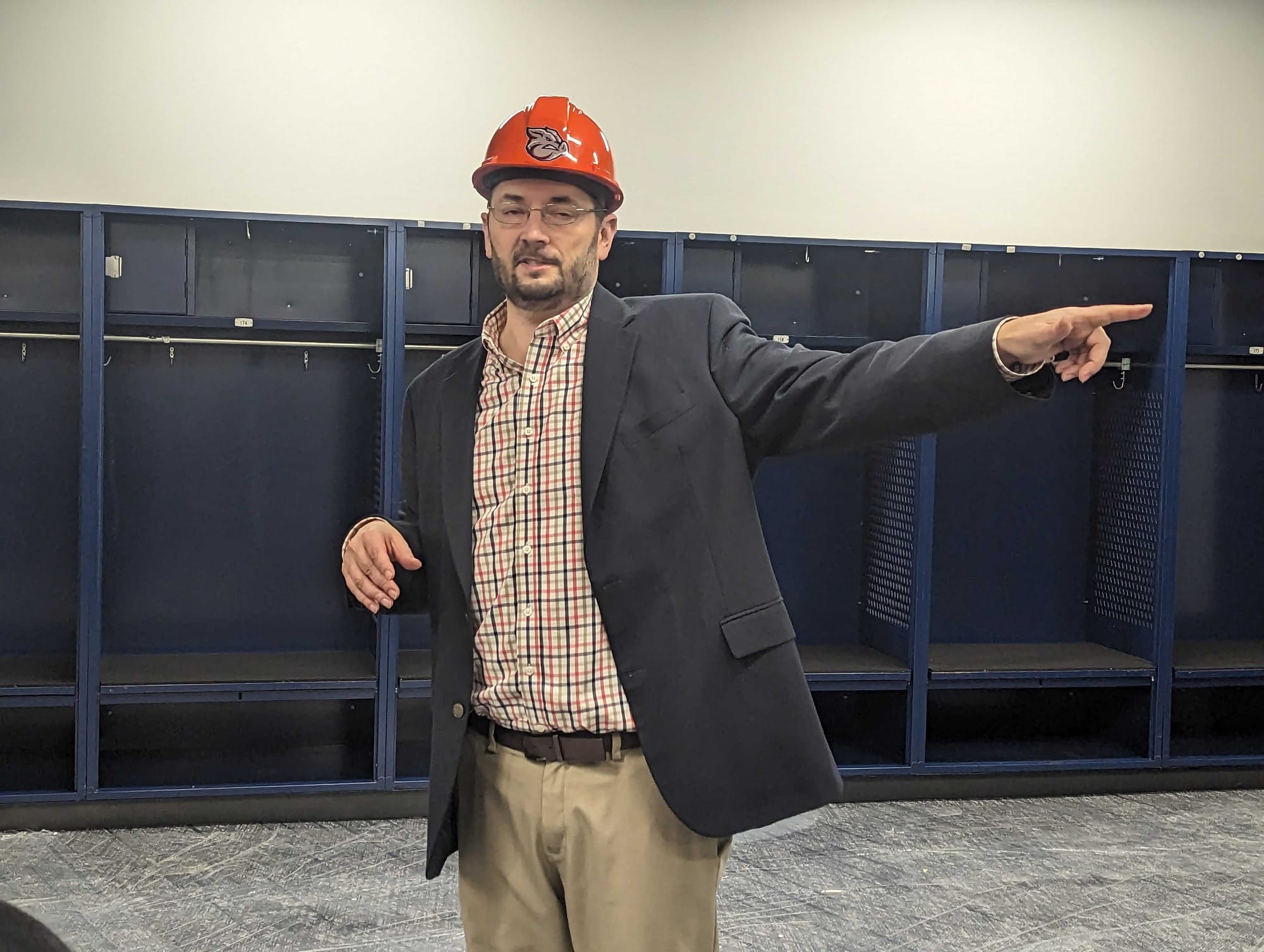 IronPigs GM Kurt Landes in the new visitors' clubhouse.
