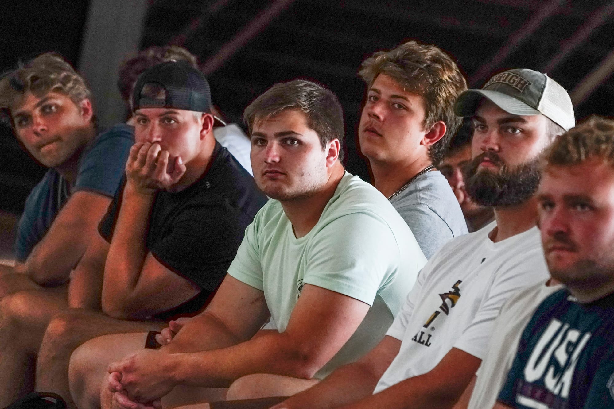 Lehigh football players listen to SEAL members. U.S. Special Forces members including U.S. Navy SEALs skydive from 4,000' ont