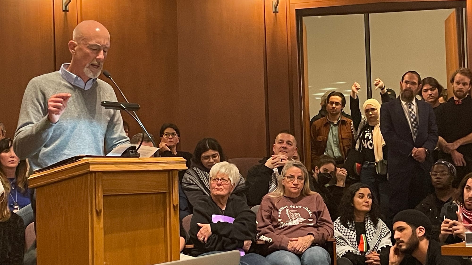 Jewish Federation of the Lehigh Valley President Robert Wax shares his take with Bethlehem City Council, speaking for over 8,