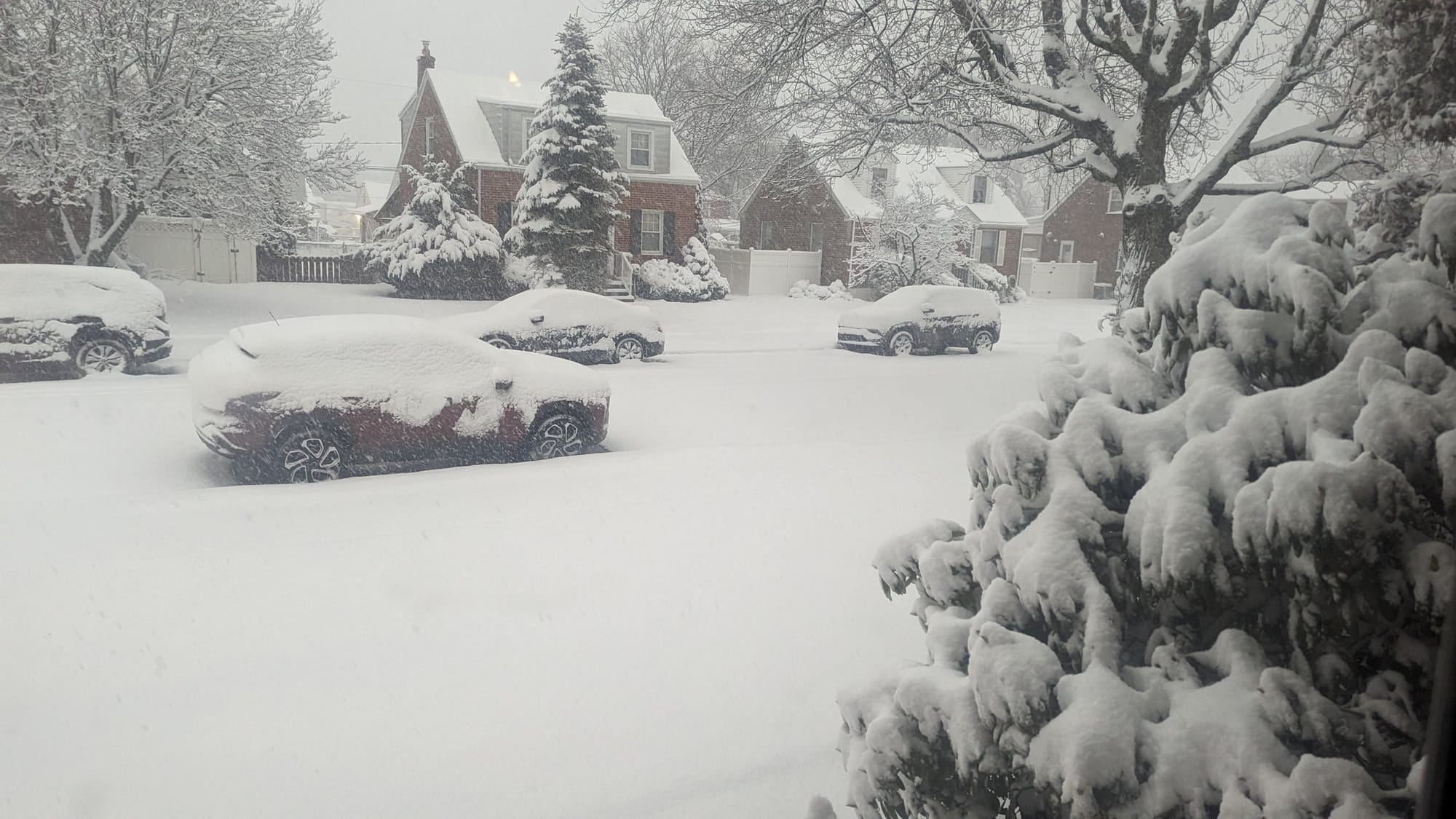 Heavy snow blankets the Allentown area early Tuesday morning, Feb. 13, 2024.