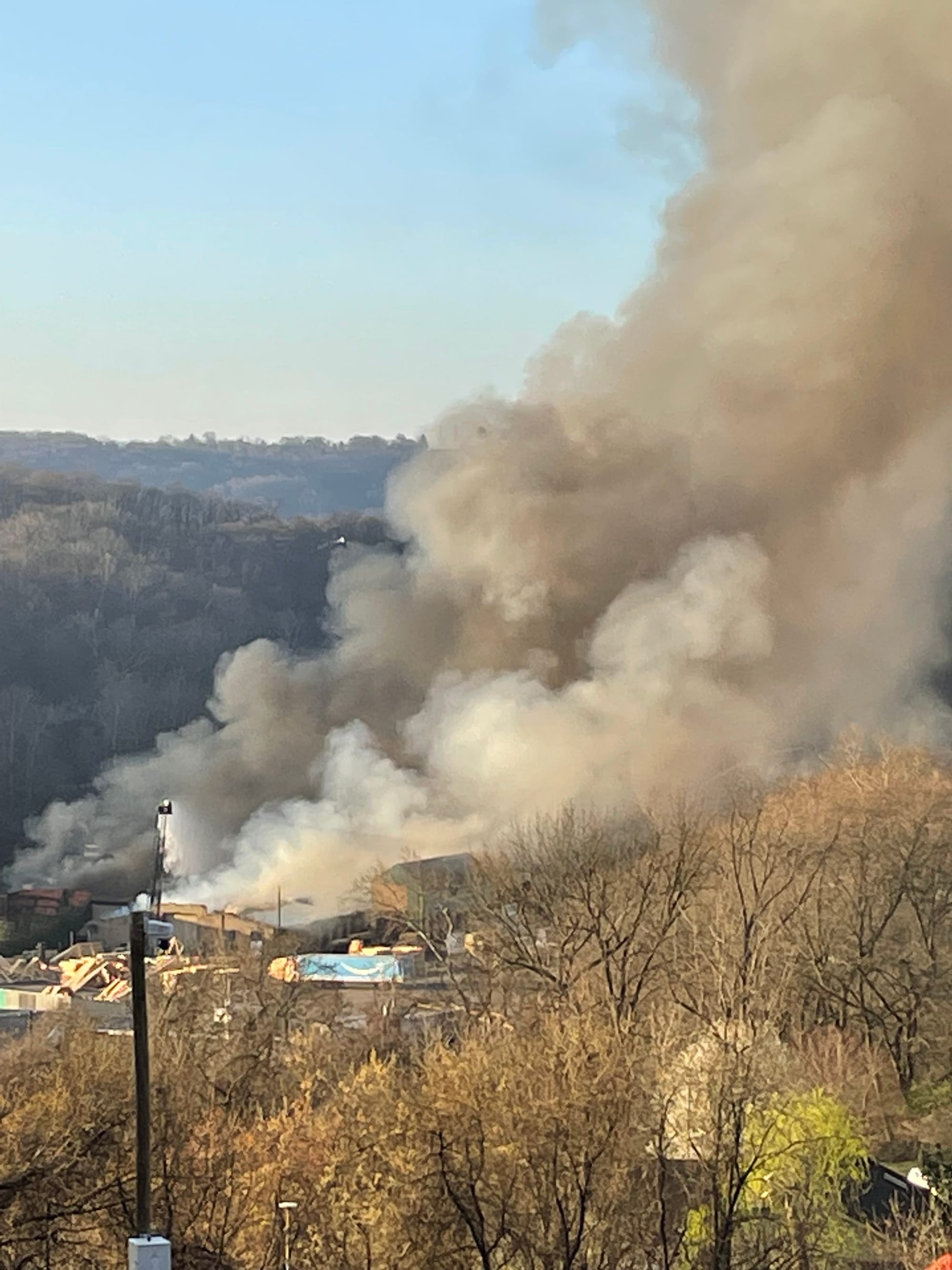Smoke from a massive fire on Lehigh Drive in West Easton billows across the area Tuesday morning.