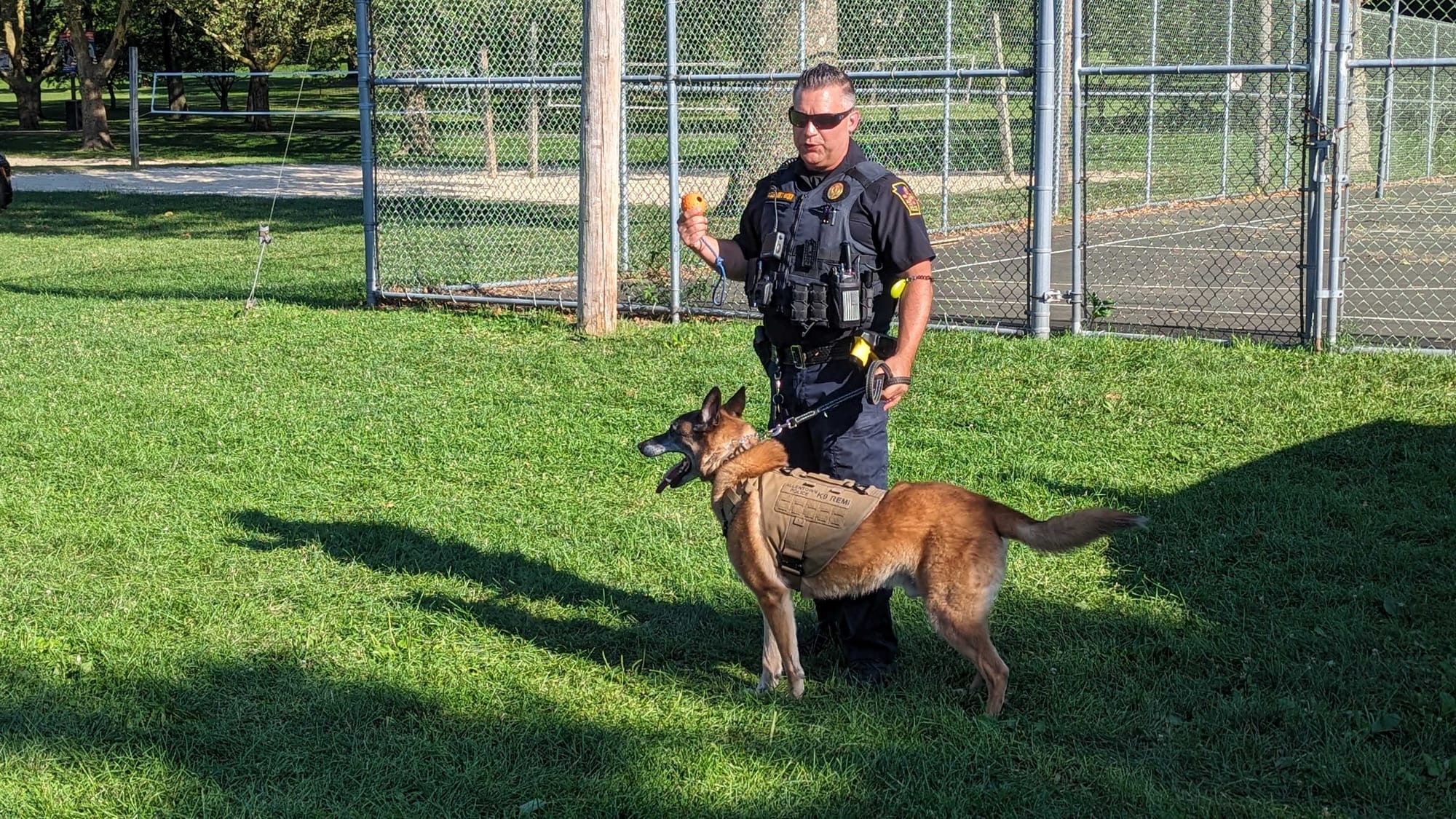Allentown Police K9 Remi participates in a demonstration at National Night Out at Cedar Beach Park.
