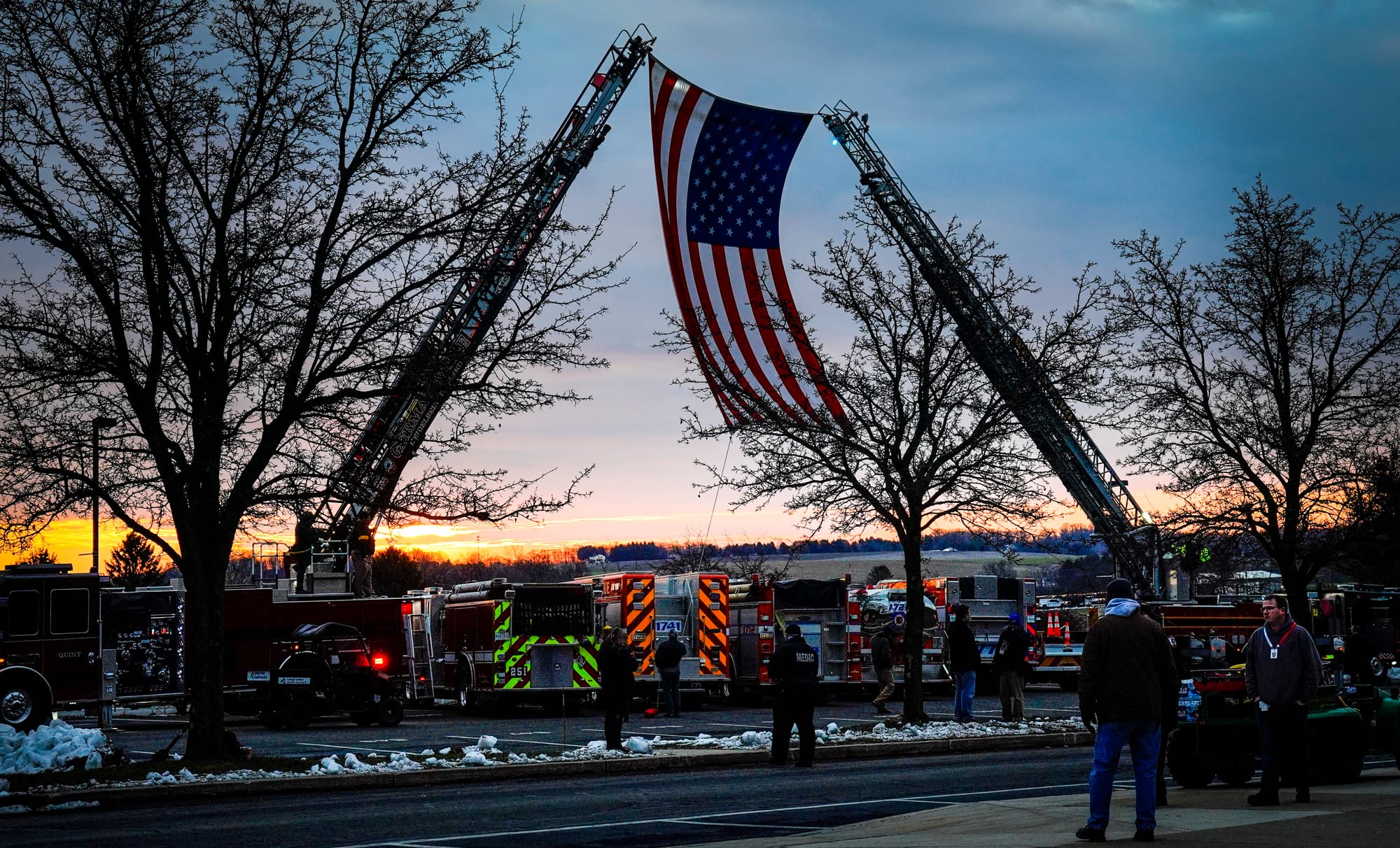 Mourners gather at Northwestern Lehigh Middle School in New Tripoli, Lehigh County, on Saturday, December 17, 2022, to pay tr