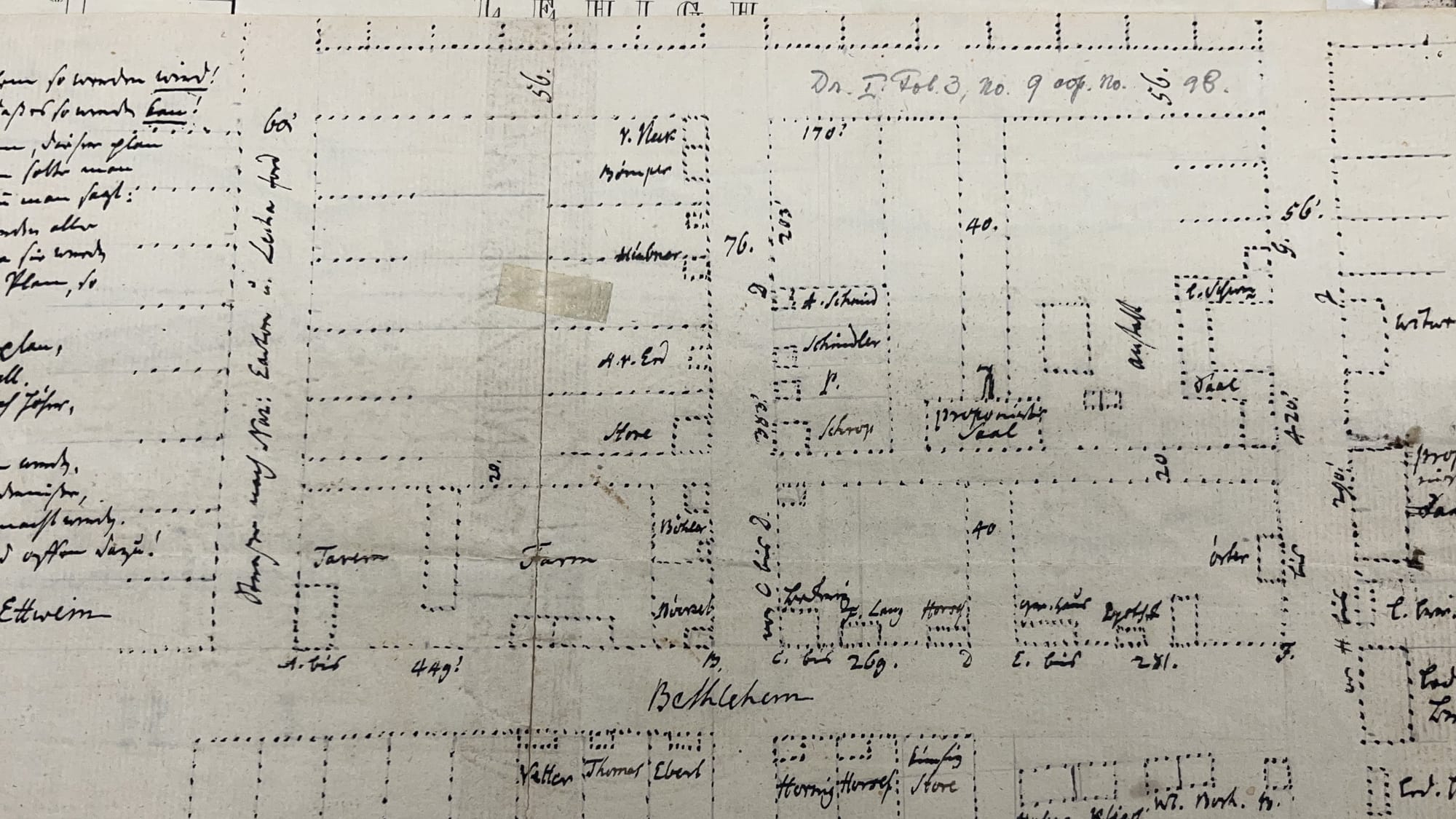 A 1741 map shows the steady expansion of Bethlehem. The map is stored at the Moravian Archive in Bethlehem.