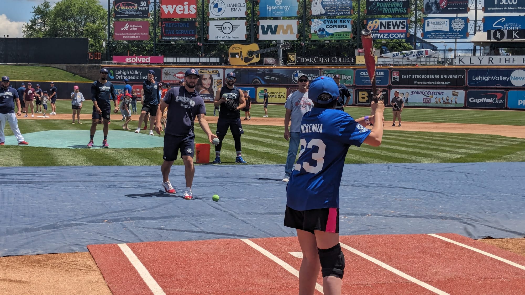 A player at bat during an exhibition game between Miracle League of the Lehigh Valley and Miracle League of Northampton Count