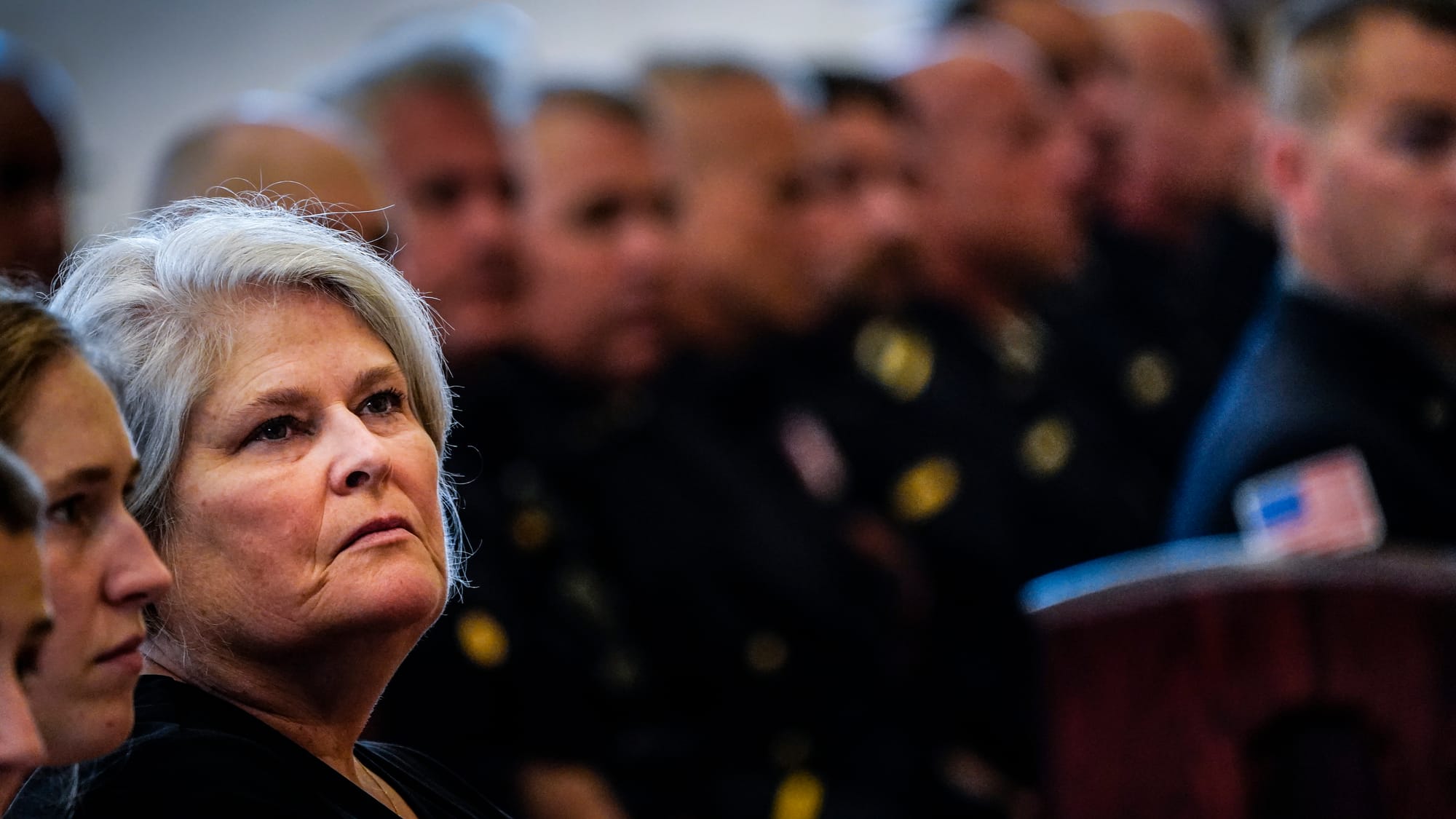 Andrea Kiskeravage at the Mass of Christian Burial at the Cathedral of S. Catharine of Siena for the late Allentown Fire Depa
