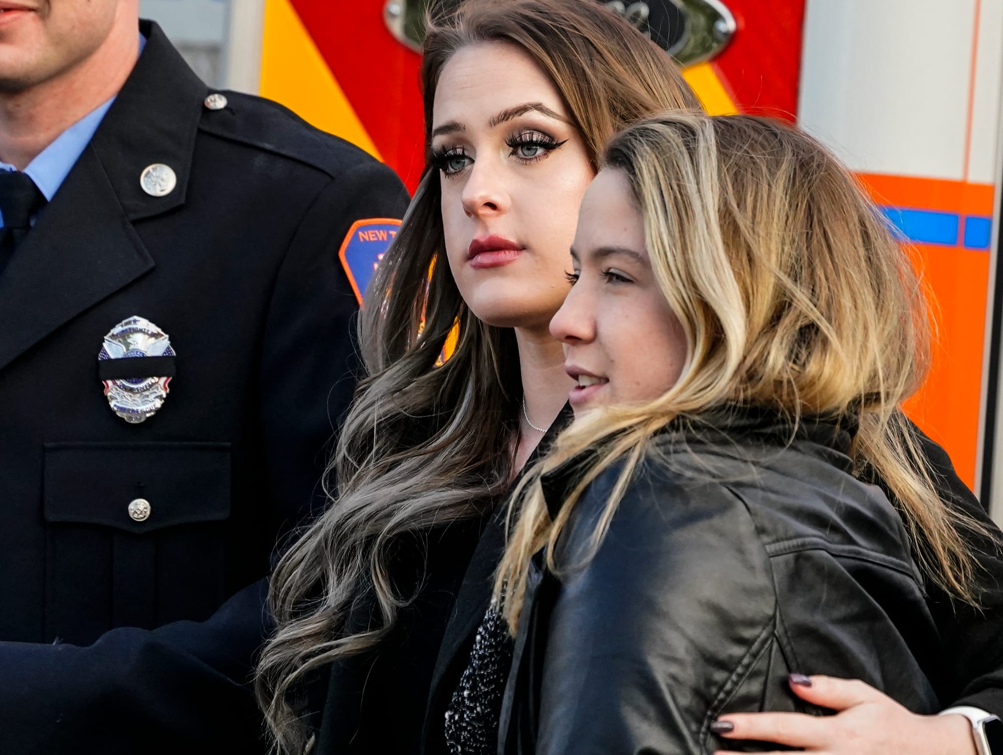 Mourners gather at Northwestern Lehigh Middle School in New Tripoli, Lehigh County, on Saturday, December 17, 2022, to pay tr