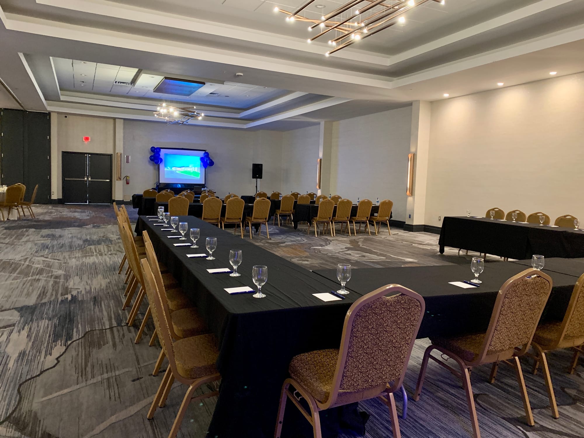 The tables at the conference center in Delta by Marriott Allentown Lehigh Valley.