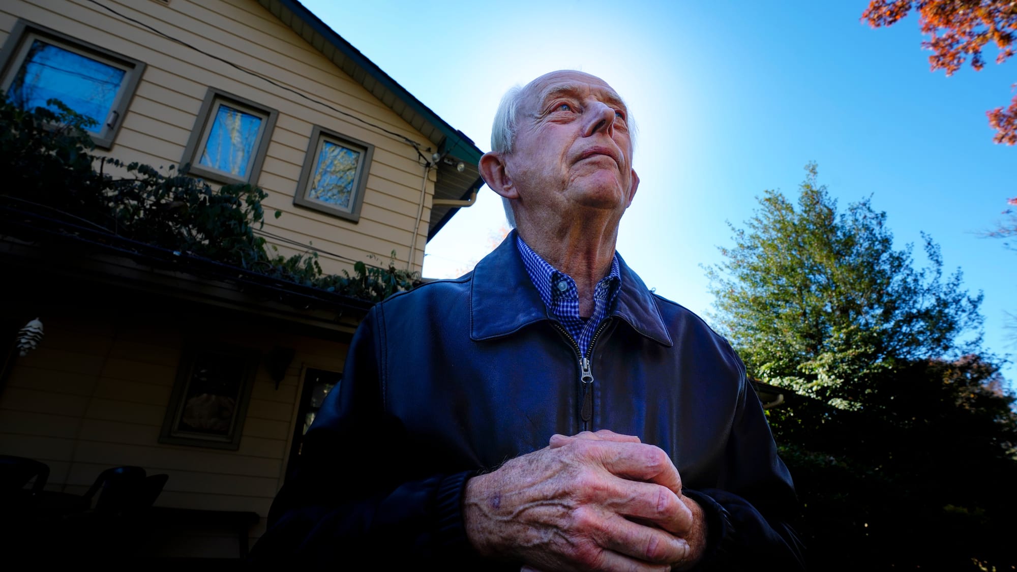 Fred Buse observes wildlife in his backyard. Fred Buse, 87, of South Whitehall Township, has been tracking climate change in 
