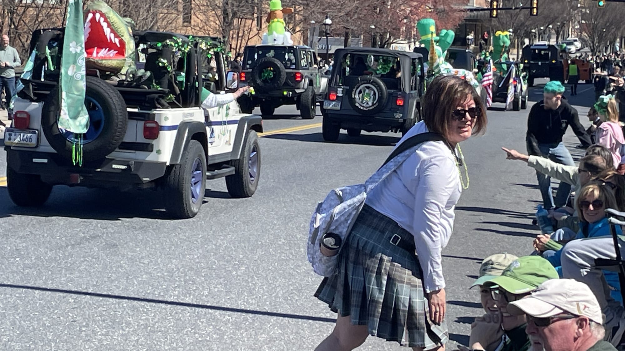 The Parade of Shamrocks cruises down the Broad Street Bridge on March 16, 2024.