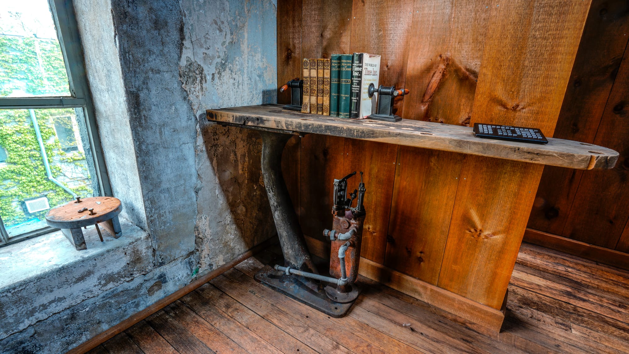 This is an original ironing board at 225 Ferry Street. The building was a laundry a hundred years ago. Commercial brokers are