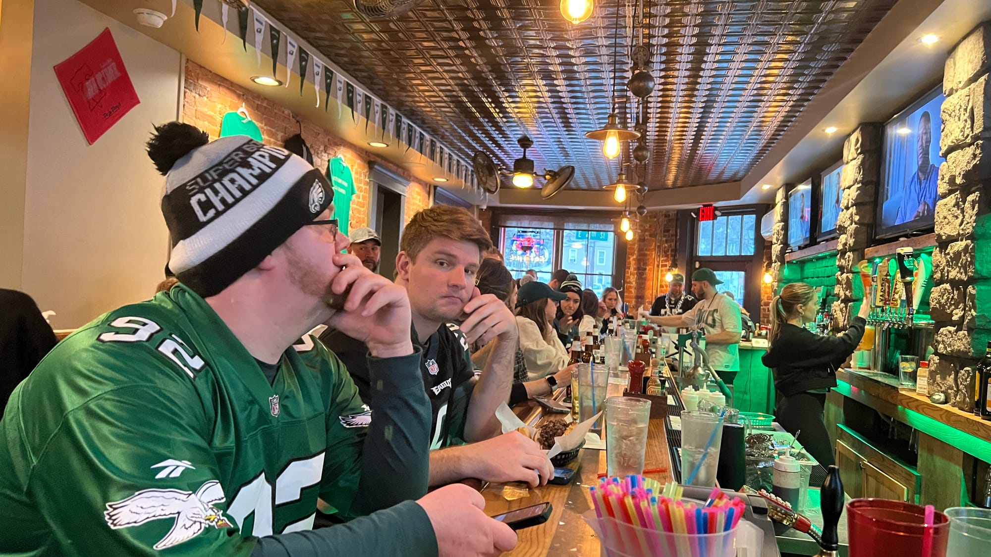 Many Lehigh Valley Eagles fans watched the 2023 Super Bowl from The Nest, an Eagles-themed sports bar.