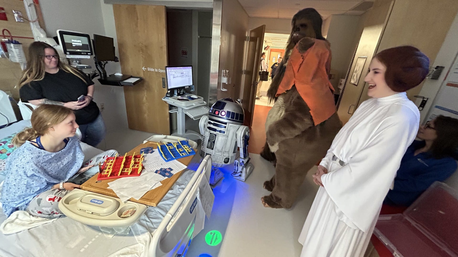 Jadeyn Learn, 14, gets a visit from Star Wars characters at Lehigh Valley Reilly Children's Hospital for a May the Fourth cel