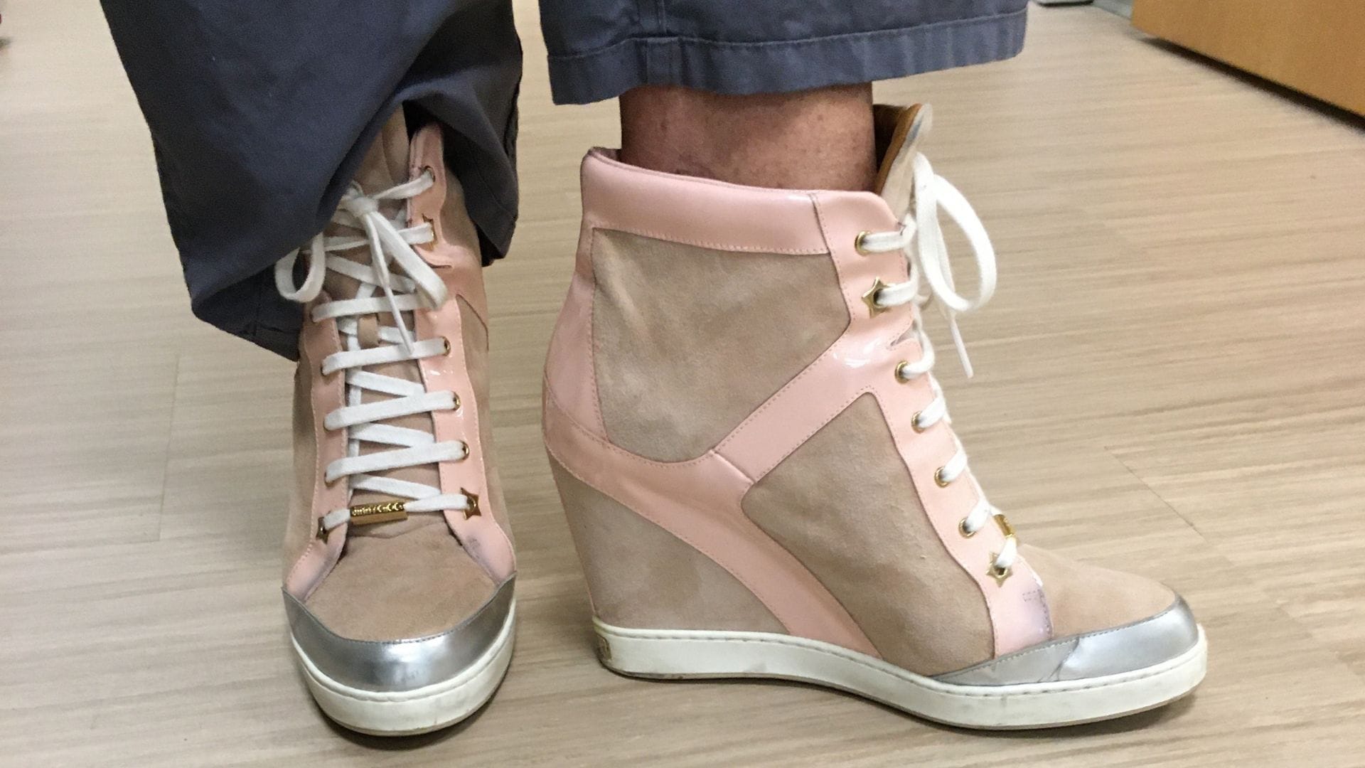 LVHN's Deputy Physician in Chief of the Lehigh Valley Topper Cancer Institute Dr. Lori Alfonse has a pair of pink shoes for e