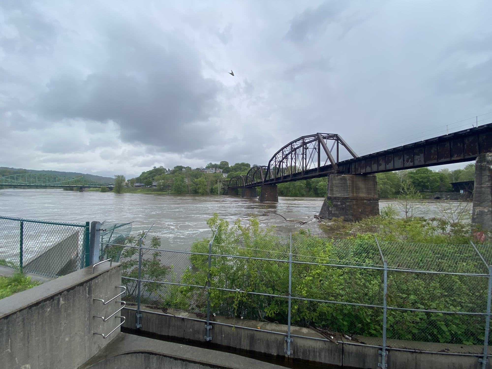 The shad ladder, connected to Easton Dam at Delaware Canal State Park, has fallen into disrepair.