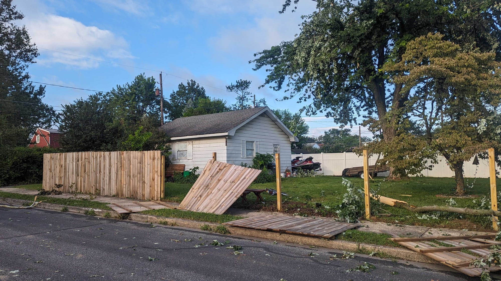 Storm damage at Wahneta and Fairmont streets.