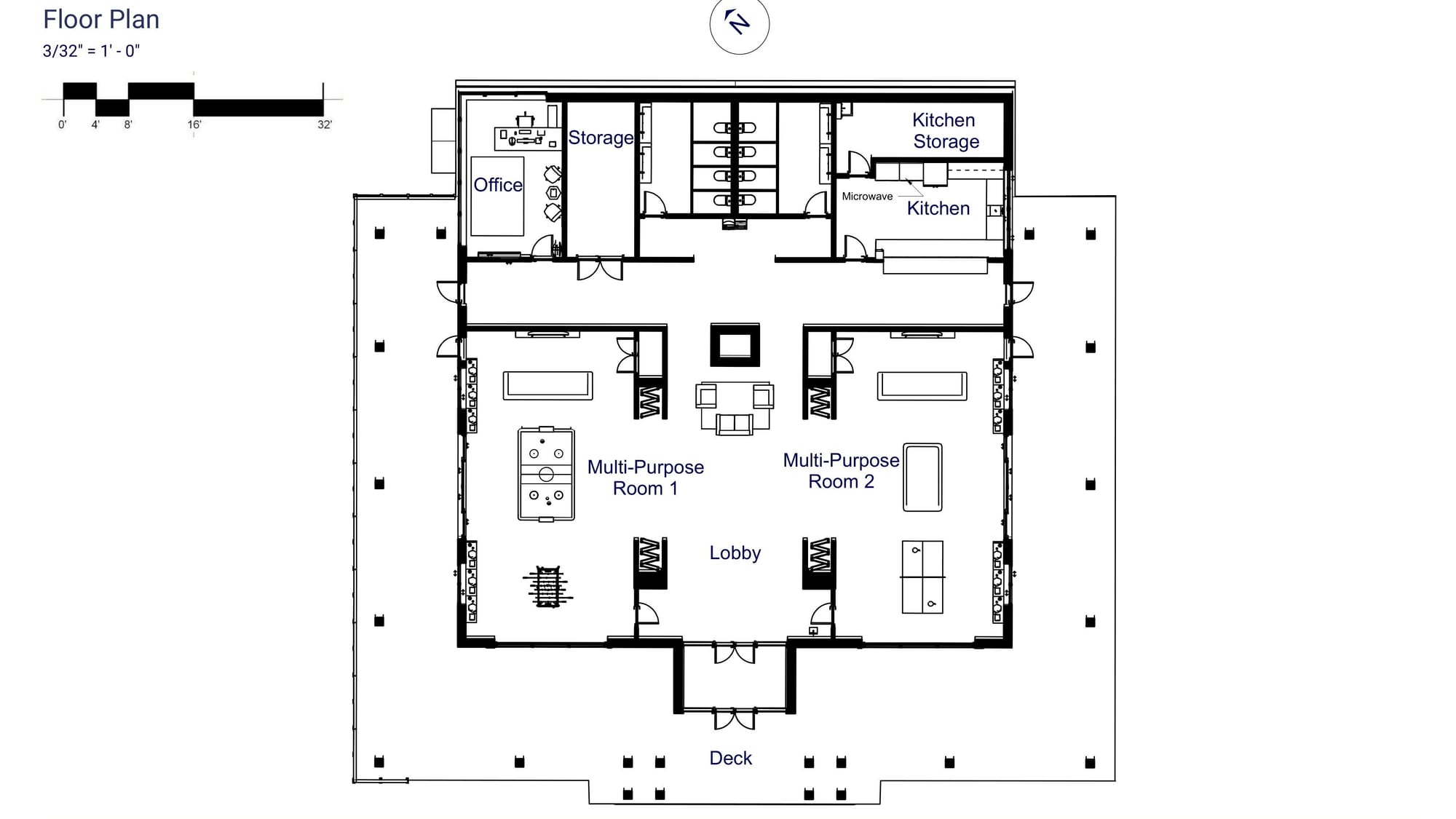 The floor plans for the proposed Carter Family Center at Camp Fowler.
