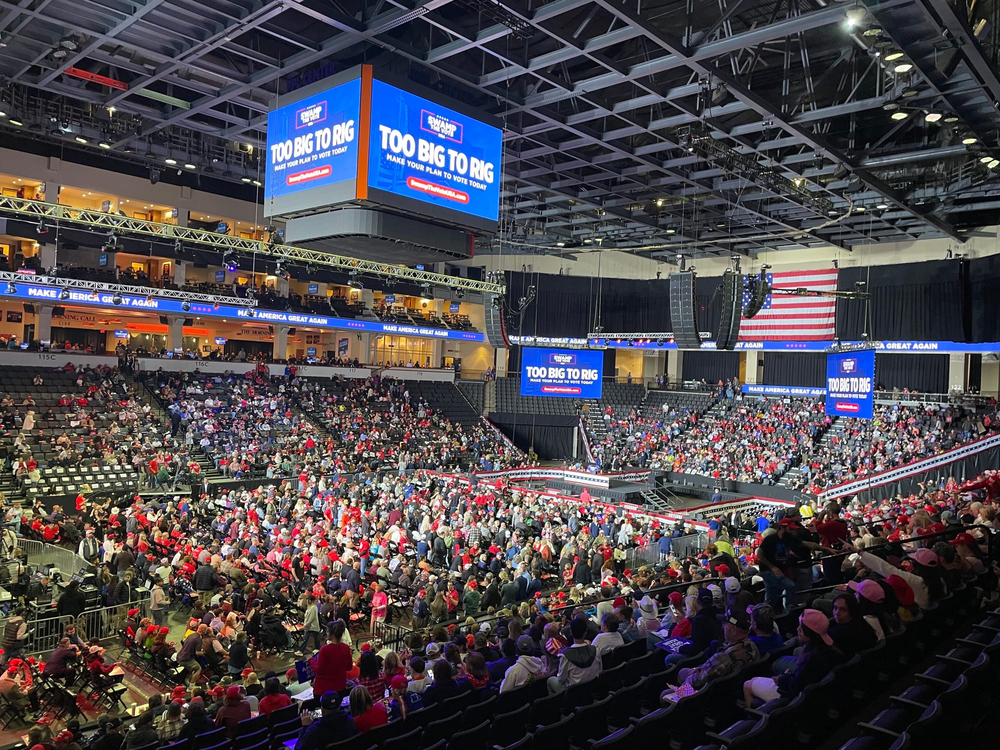 Inside the PPL Center during former President Donald Trump's rally on Tuesday, Oct. 29, 2024.