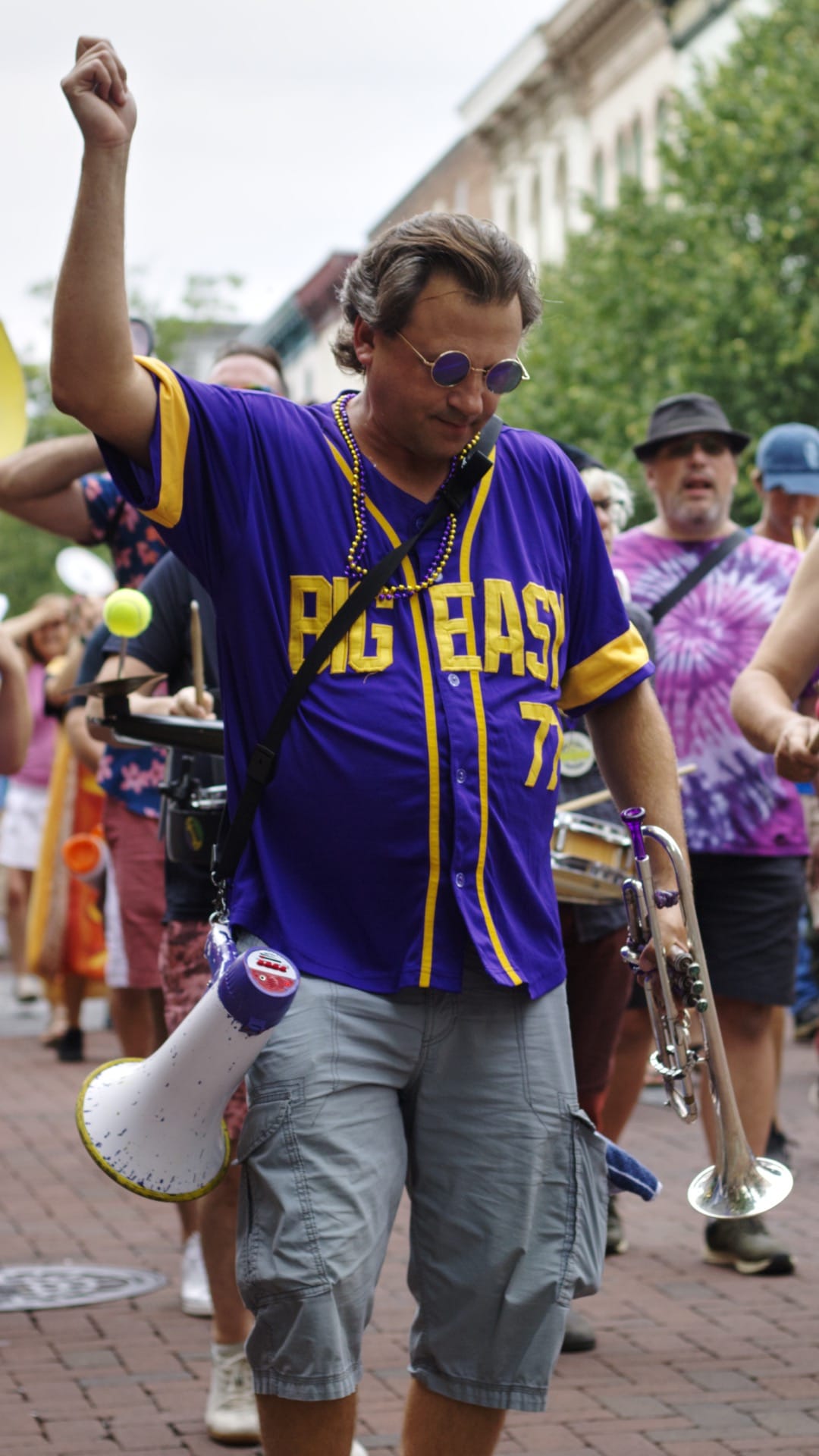 Jeremy Joseph directs Big Easton Easy Brass, a local second-line brass band.