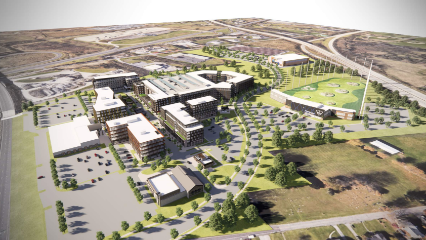 An updated overhead rendering of the Lehigh Valley Town Center proposal.