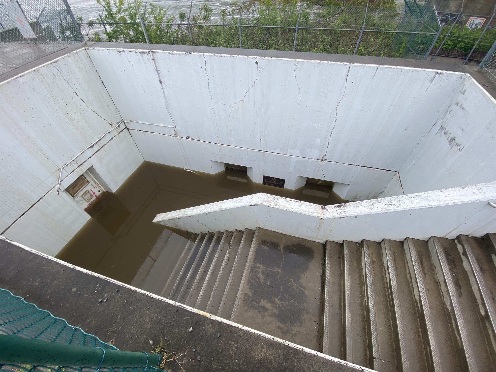 The shad ladder, connected to Easton Dam at Delaware Canal State Park, has fallen into disrepair.