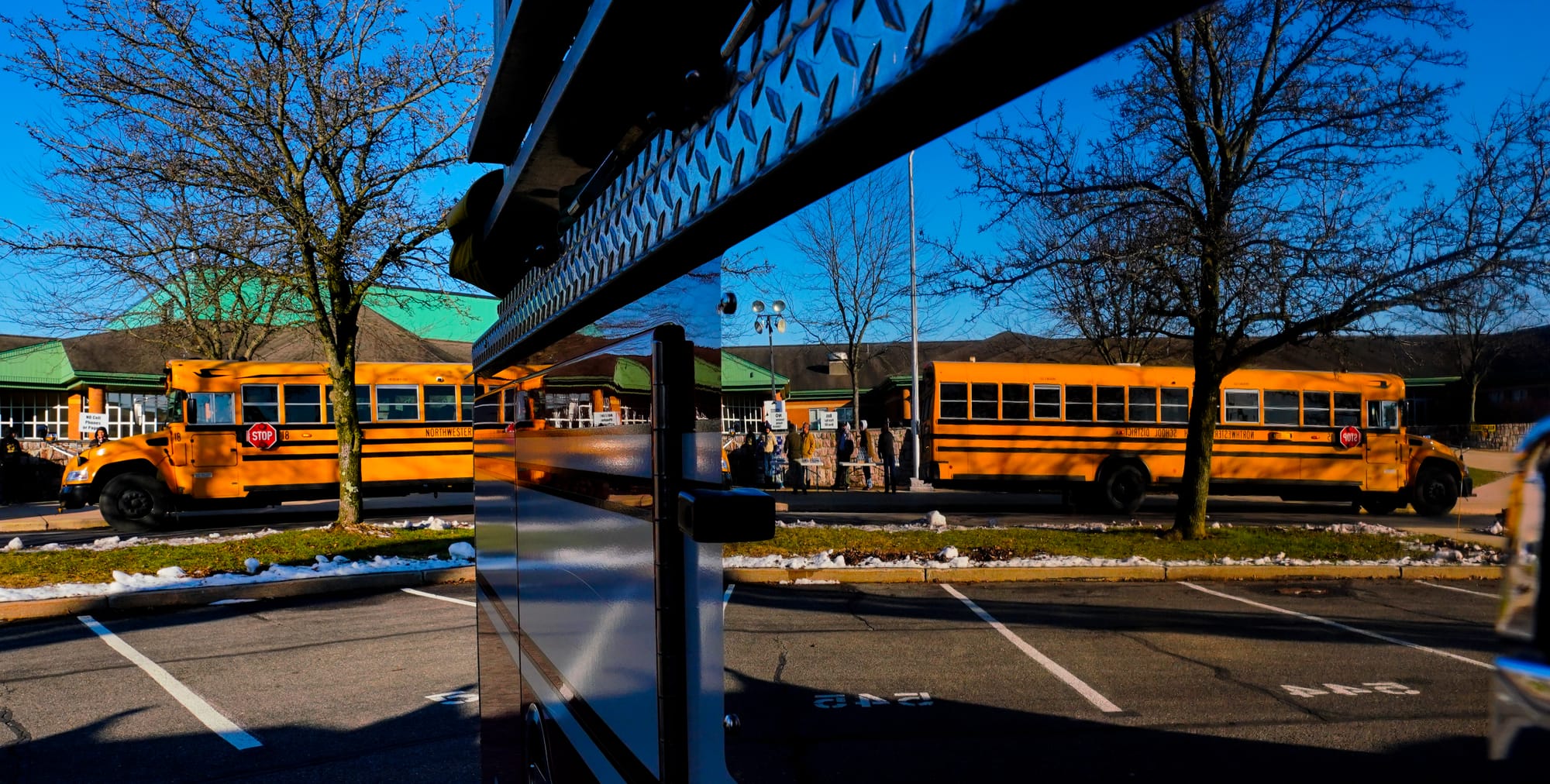 Mourners gather at Northwestern Lehigh Middle School in New Tripoli, Lehigh County, on Saturday, December 17, 2022, to pay tr