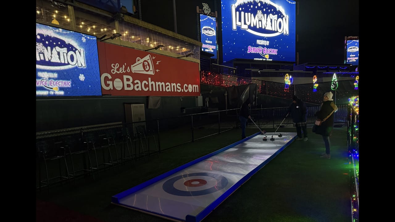 A curling lane at Illumination at Coca-Cola Park.