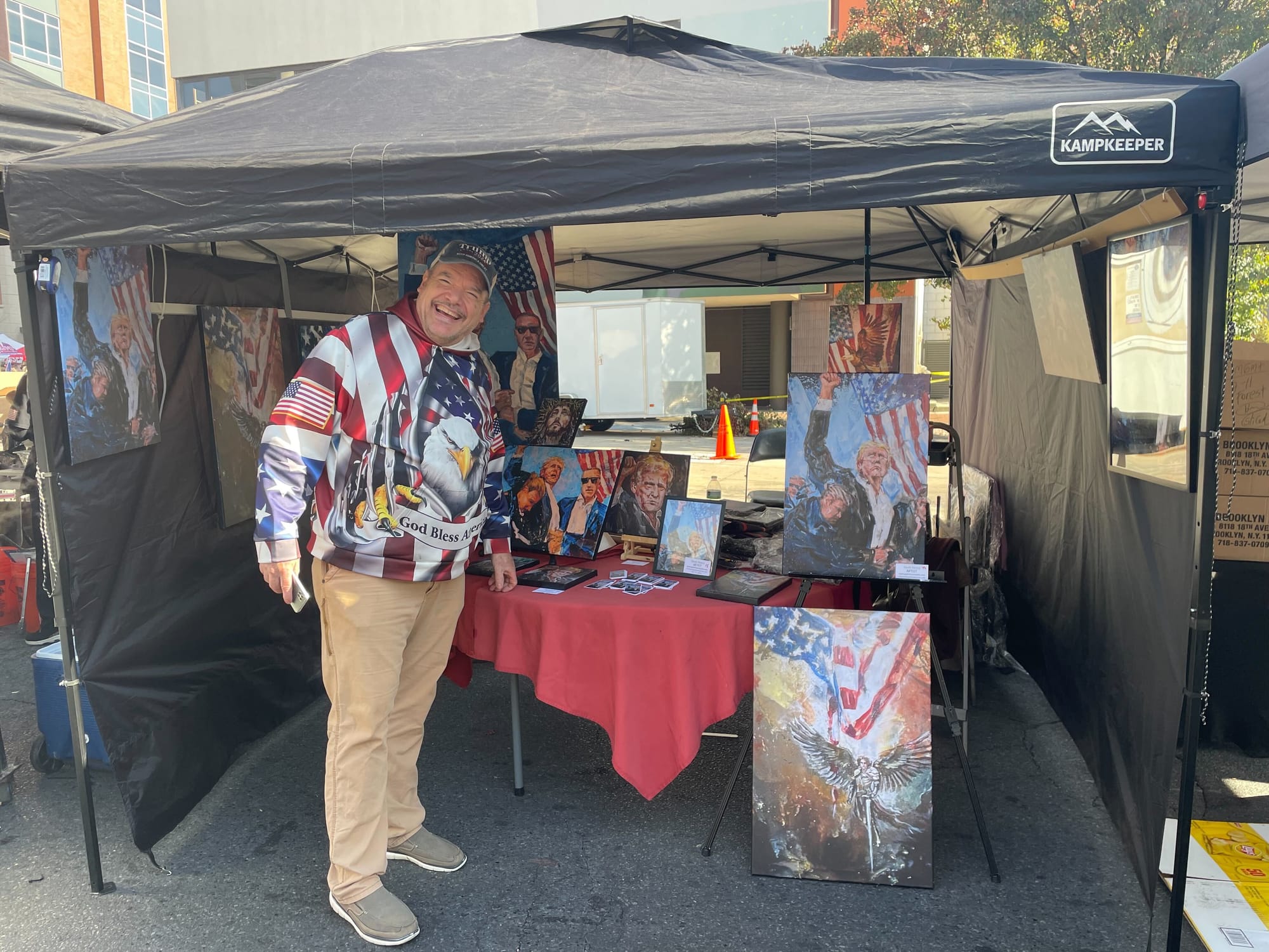 Mark Henry, a Pittsburgh-based artist, selling his work in downtown Allentown.