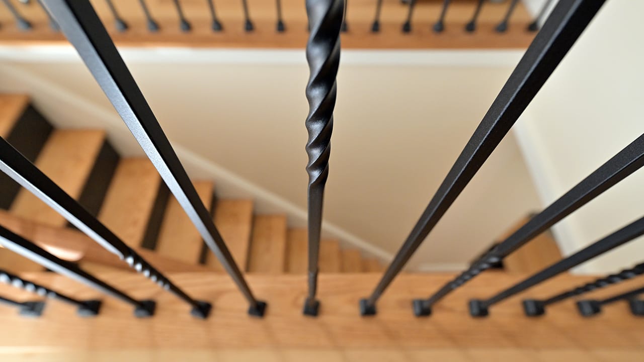 Black railing balusters are shown in the West Bethlehem home renovated by Wandra Cain.