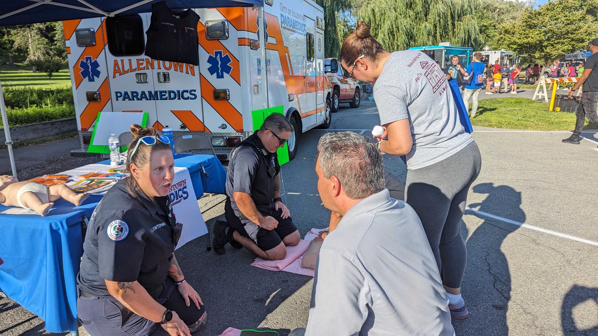 Allentown EMS teaches CPR at National Night Out at Cedar Beach Park